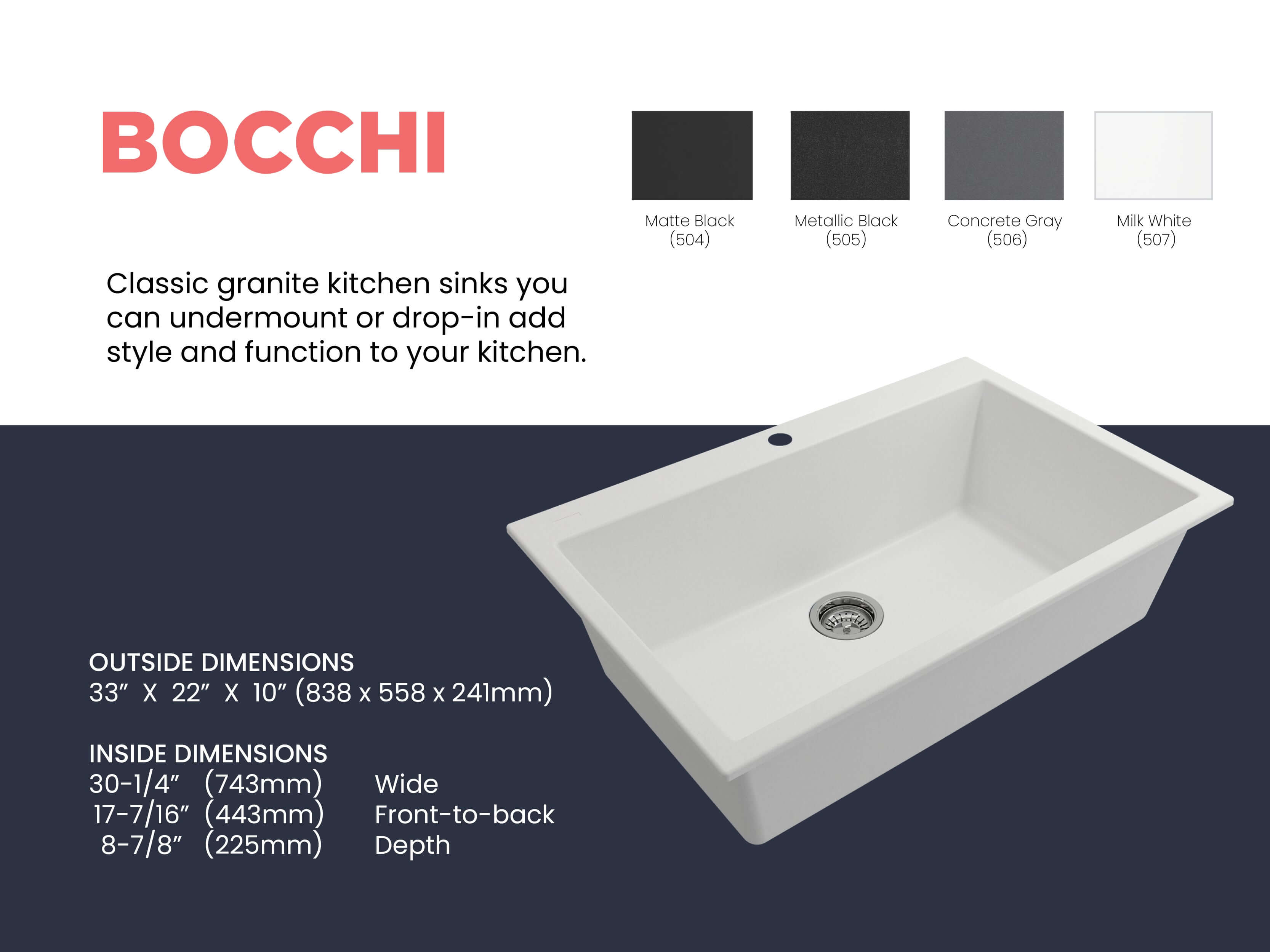 Alternate Image for BOCCHI Campino Uno 33" Dual Mount Granite Kitchen Sink Kit with Accessories, Milk White, 1604-507-0126
