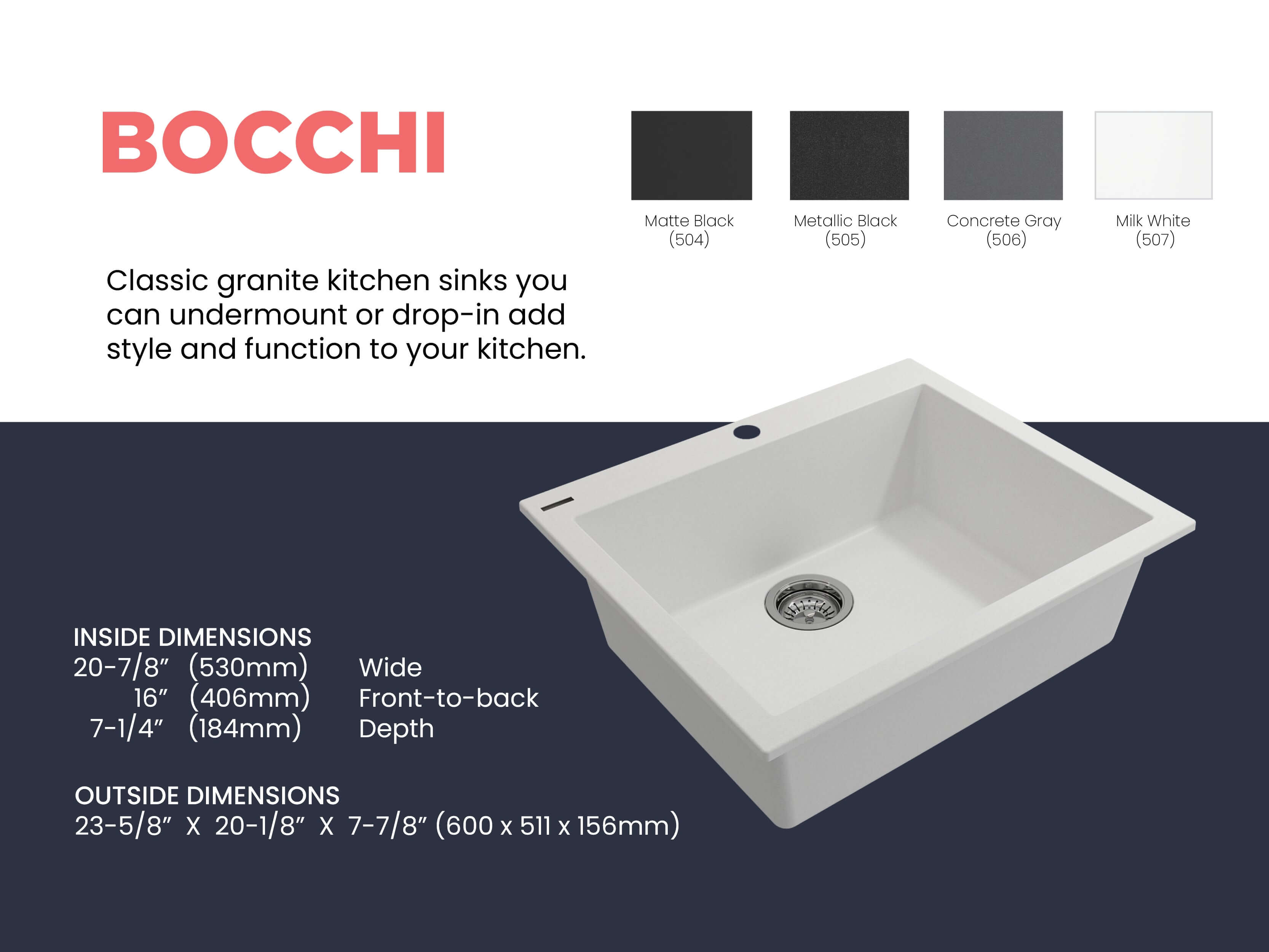 Alternate Image for BOCCHI Campino Uno 24" Dual Mount Granite Kitchen Sink Kit with Accessories, Milk White, 1606-507-0126