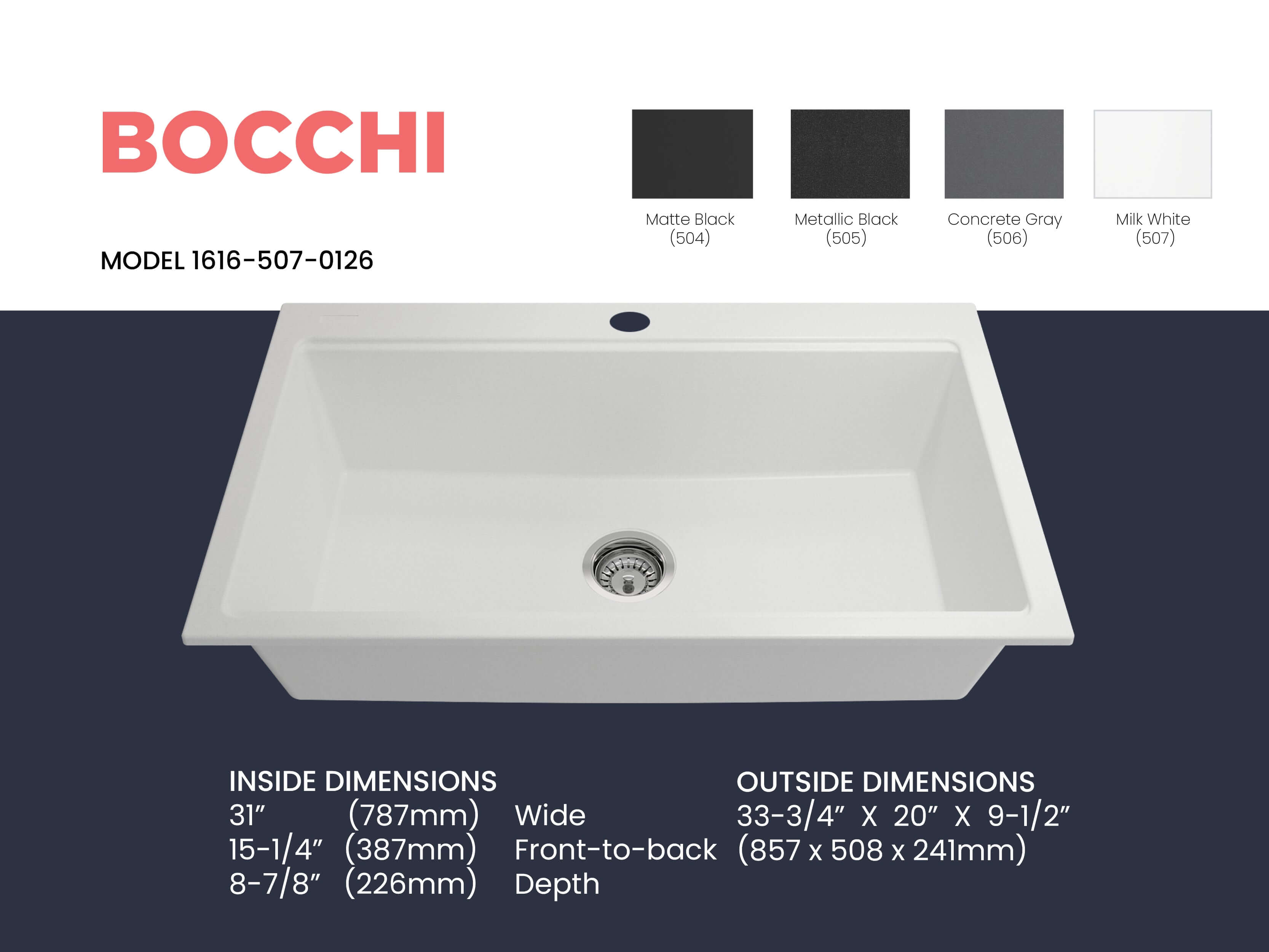 Alternate Image for BOCCHI Baveno Lux 34" Dual Mount Granite Workstation Kitchen Sink Kit with Accessories, Milk White, 1616-507-0126