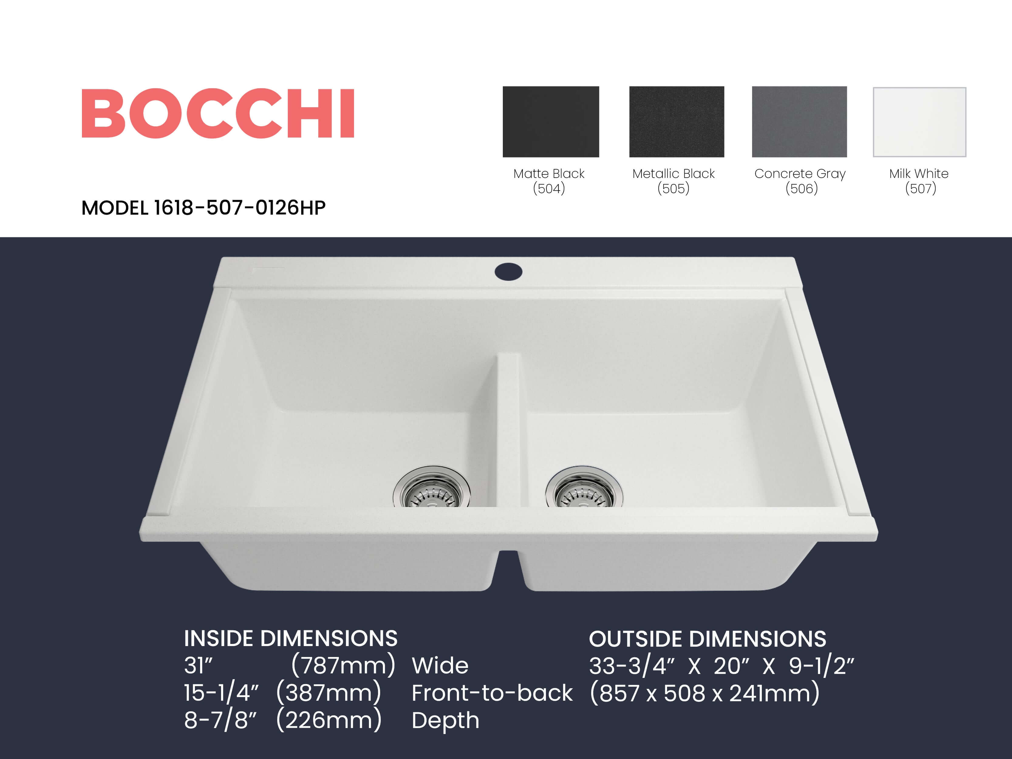 Alternate Image for BOCCHI Baveno Lux 34" Undermount Granite Workstation Kitchen Sink Kit with Accessories, 50/50 Double Bowl, Milk White, 1618-507-0126HP