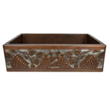 Premier Copper Products 33" Copper Farmhouse Sink, Oil Rubbed Bronze and Nickel, KASDB33229G-NB - The Sink Boutique
