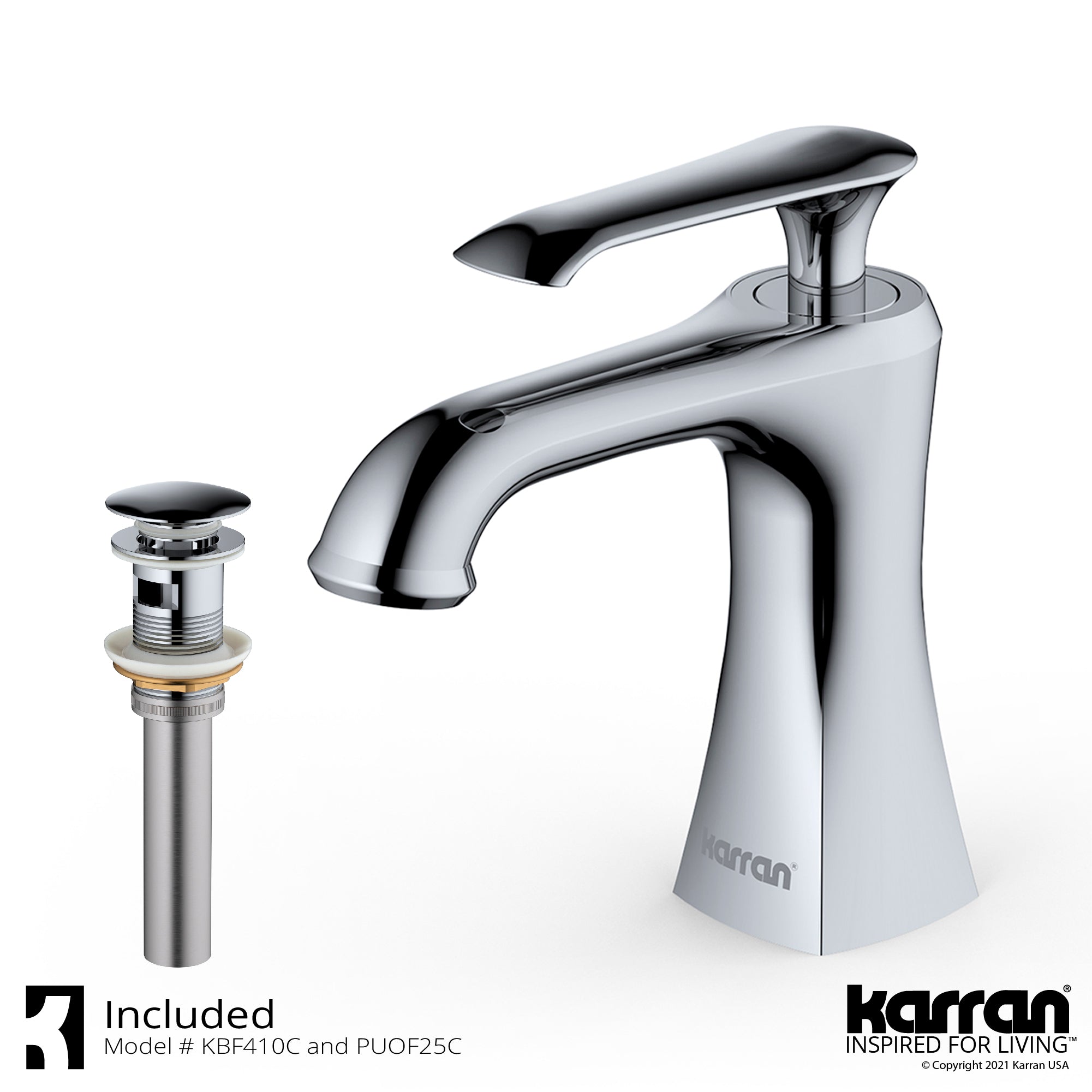 Karran Woodburn 1.2 GPM Single Lever Handle Lead-free Brass ADA Bathroom Faucet, Basin, Chrome, KBF410C