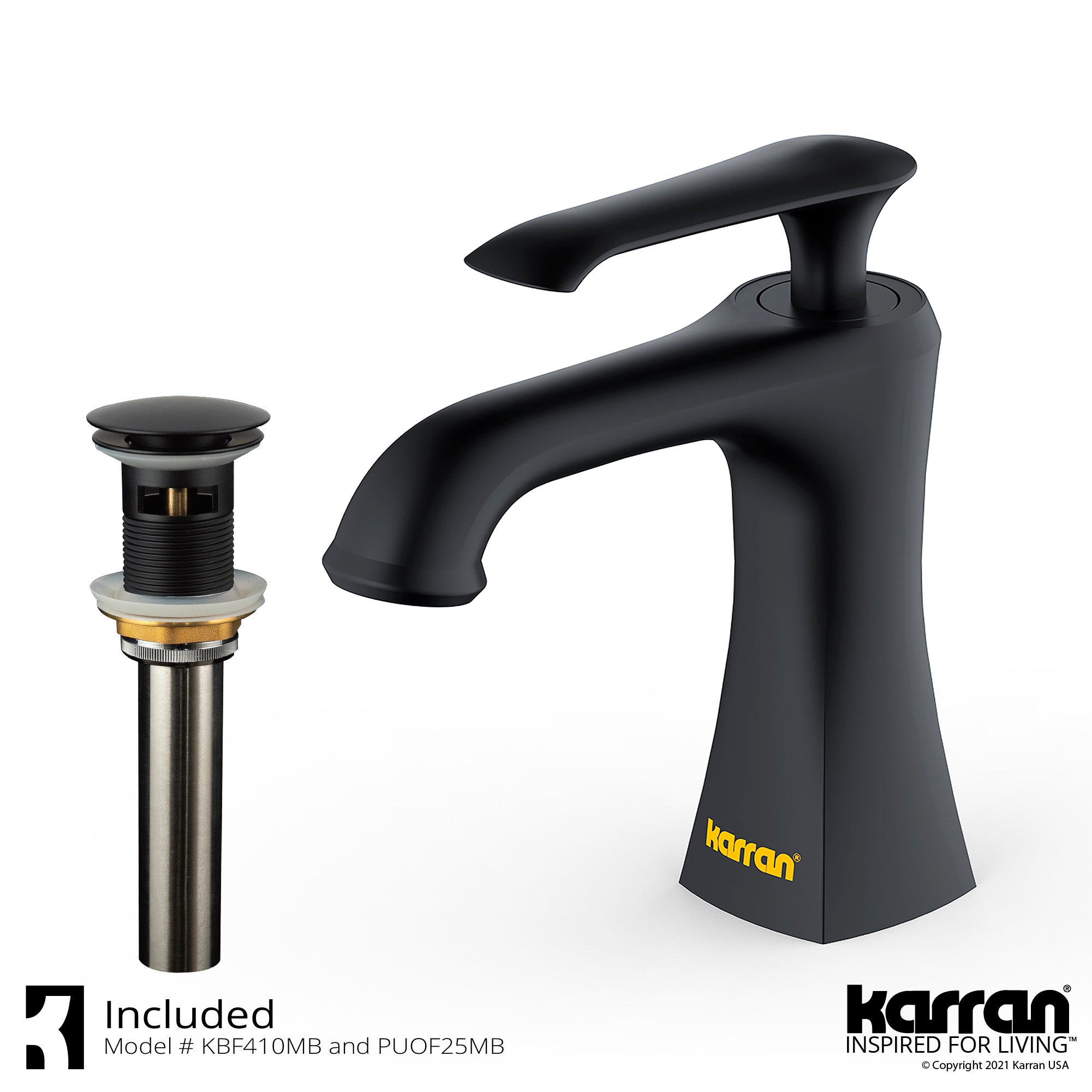Karran Woodburn 1.2 GPM Single Lever Handle Lead-free Brass ADA Bathroom Faucet, Basin, Matte Black, KBF410MB
