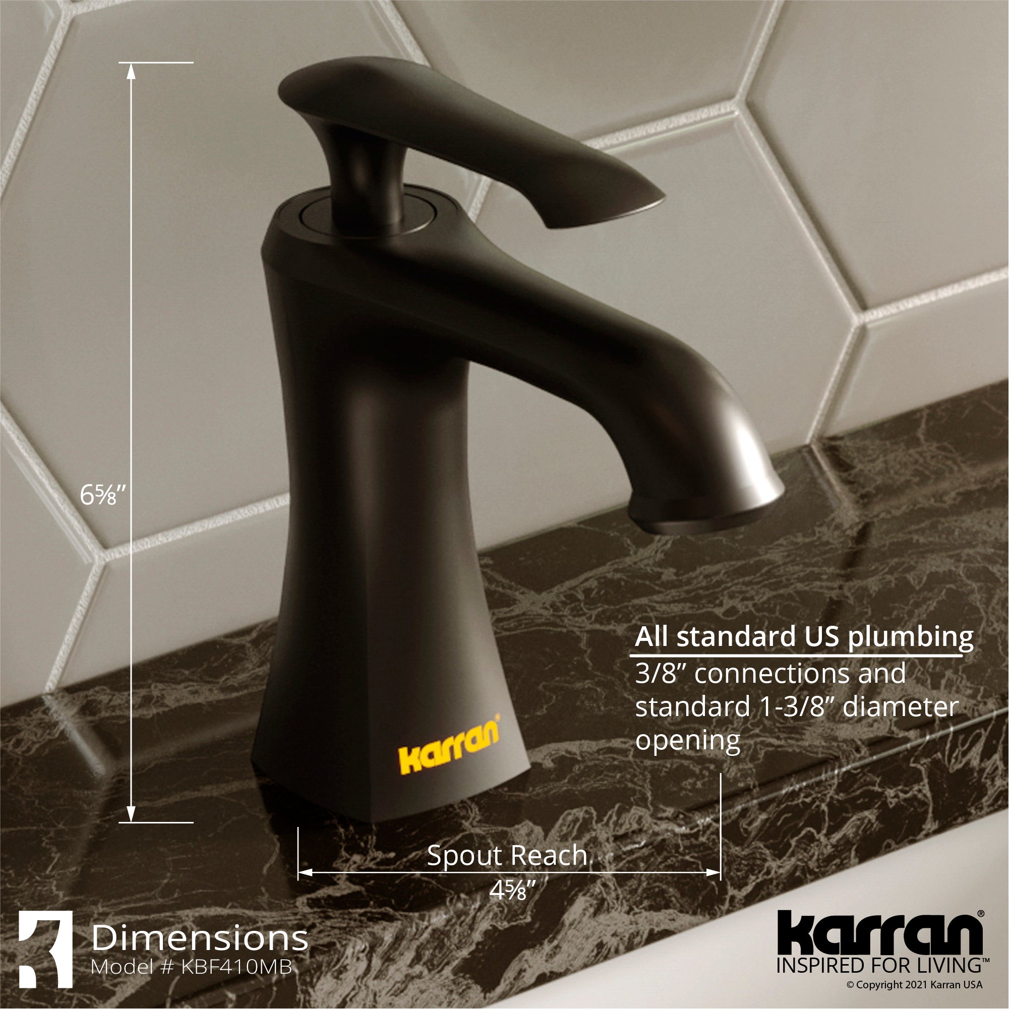 Alternate Image for Karran Woodburn 1.2 GPM Single Lever Handle Lead-free Brass ADA Bathroom Faucet, Basin, Matte Black, KBF410MB