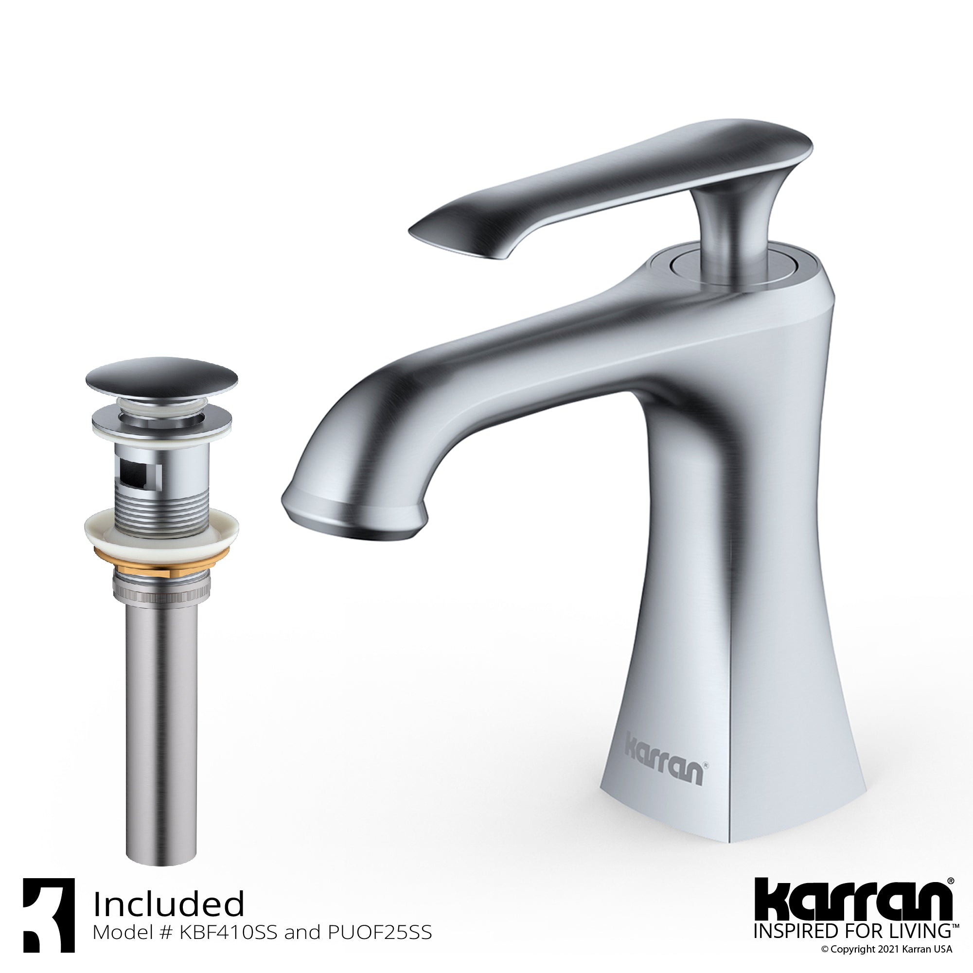 Alternate Image for Karran Woodburn 1.2 GPM Single Lever Handle Lead-free Brass ADA Bathroom Faucet, Basin, Stainless Steel, KBF410SS