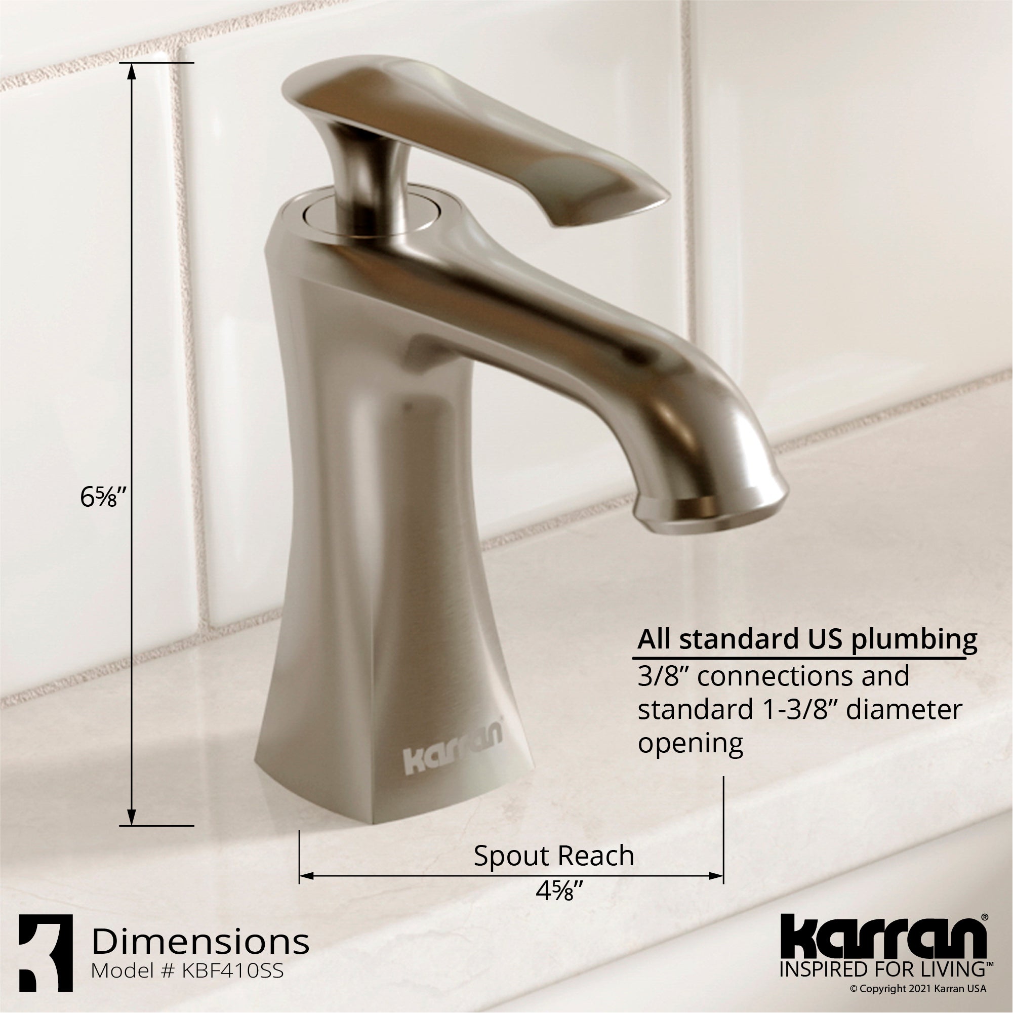 Alternate Image for Karran Woodburn 1.2 GPM Single Lever Handle Lead-free Brass ADA Bathroom Faucet, Basin, Stainless Steel, KBF410SS