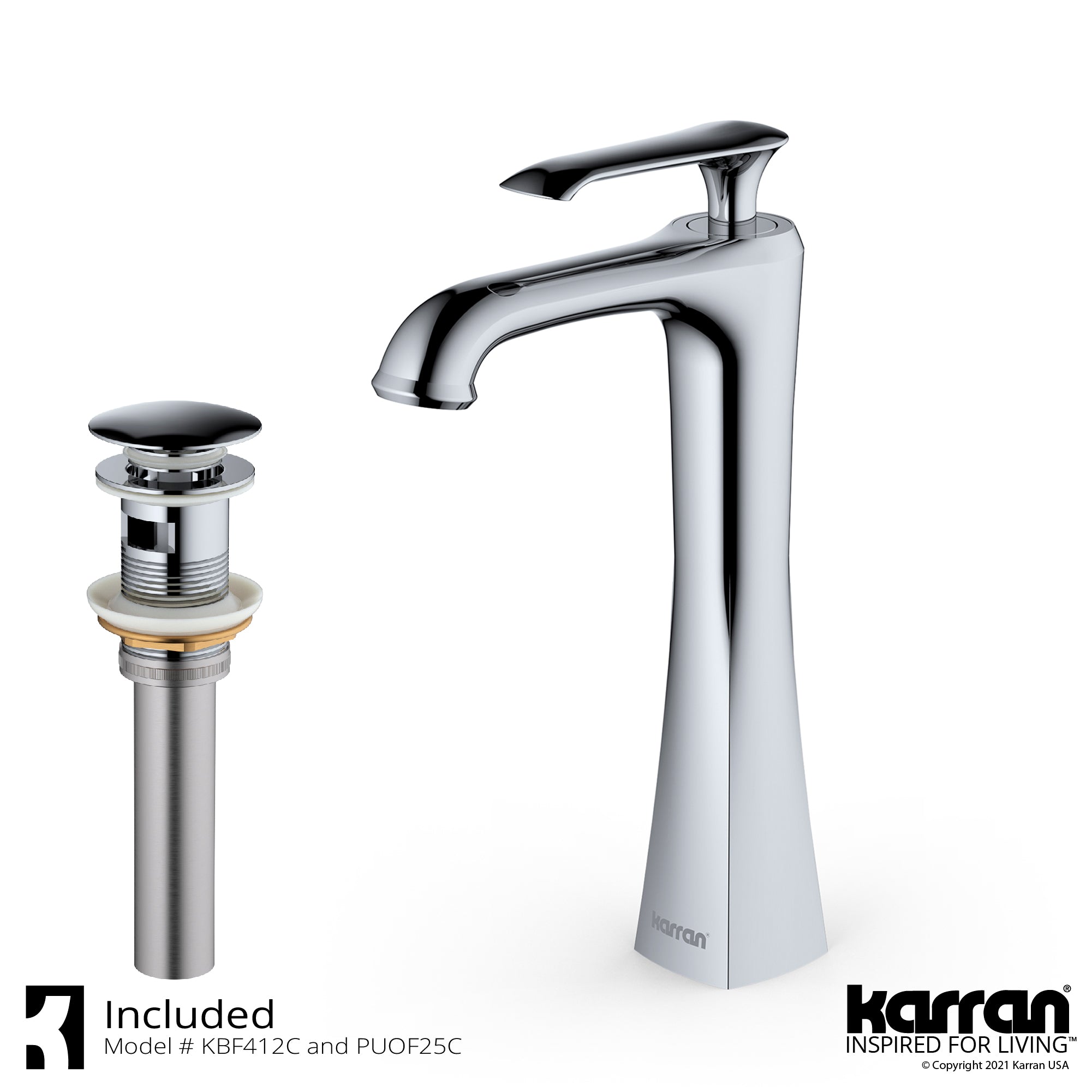Alternate Image for Karran Woodburn 1.2 GPM Single Lever Handle Lead-free Brass ADA Bathroom Faucet, Vessel, Chrome, KBF412C