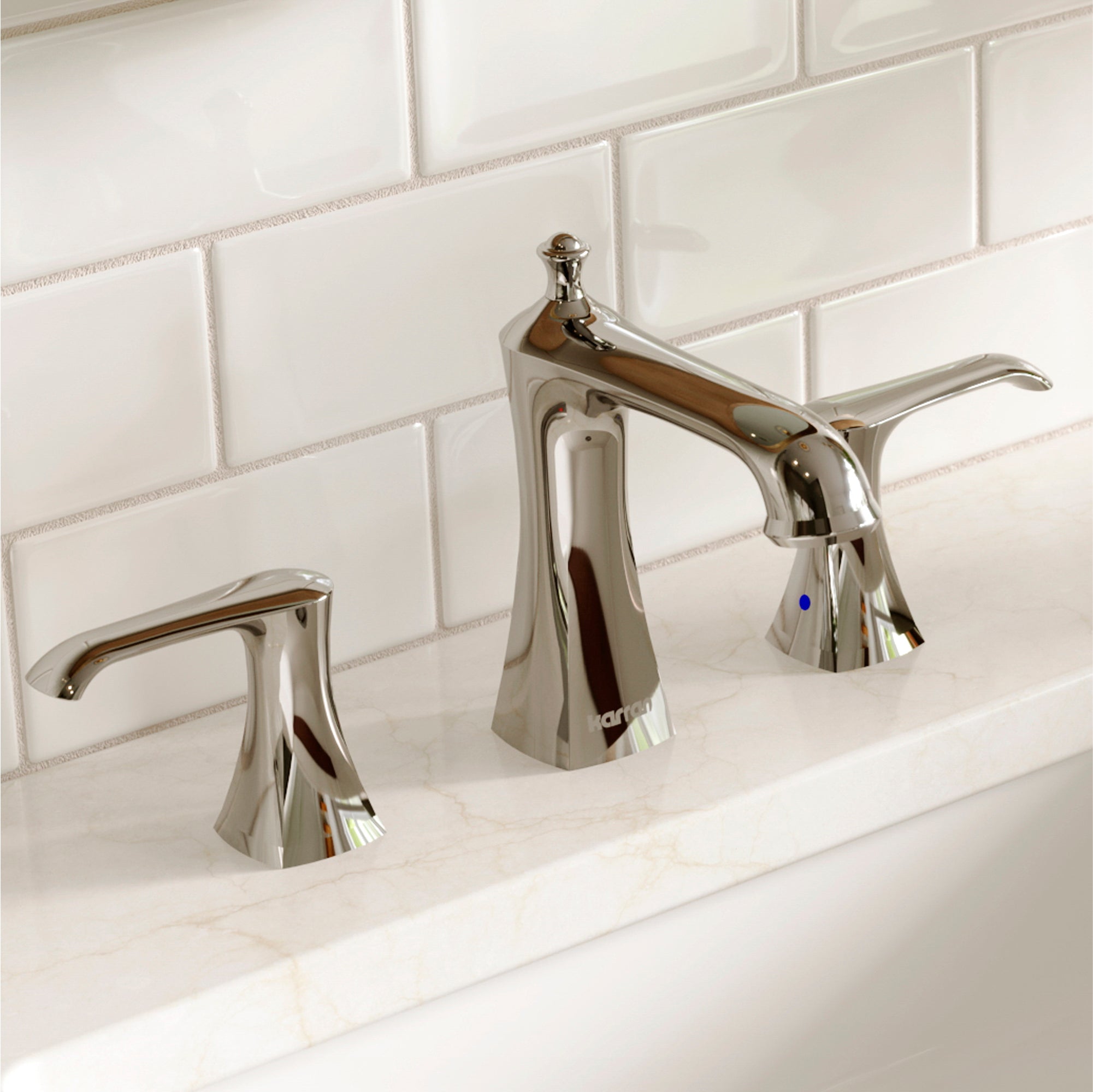 Karran Woodburn 1.2 GPM Double Lever Handle Lead-free Brass ADA Bathroom Faucet, Widespread, Chrome, KBF414C