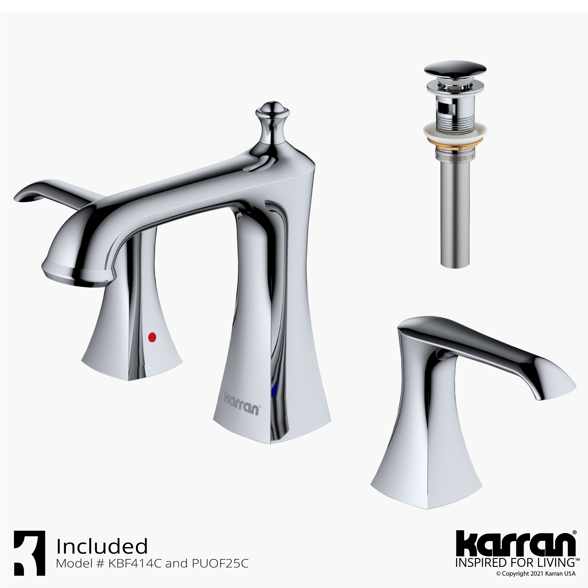 Karran Woodburn 1.2 GPM Double Lever Handle Lead-free Brass ADA Bathroom Faucet, Widespread, Chrome, KBF414C