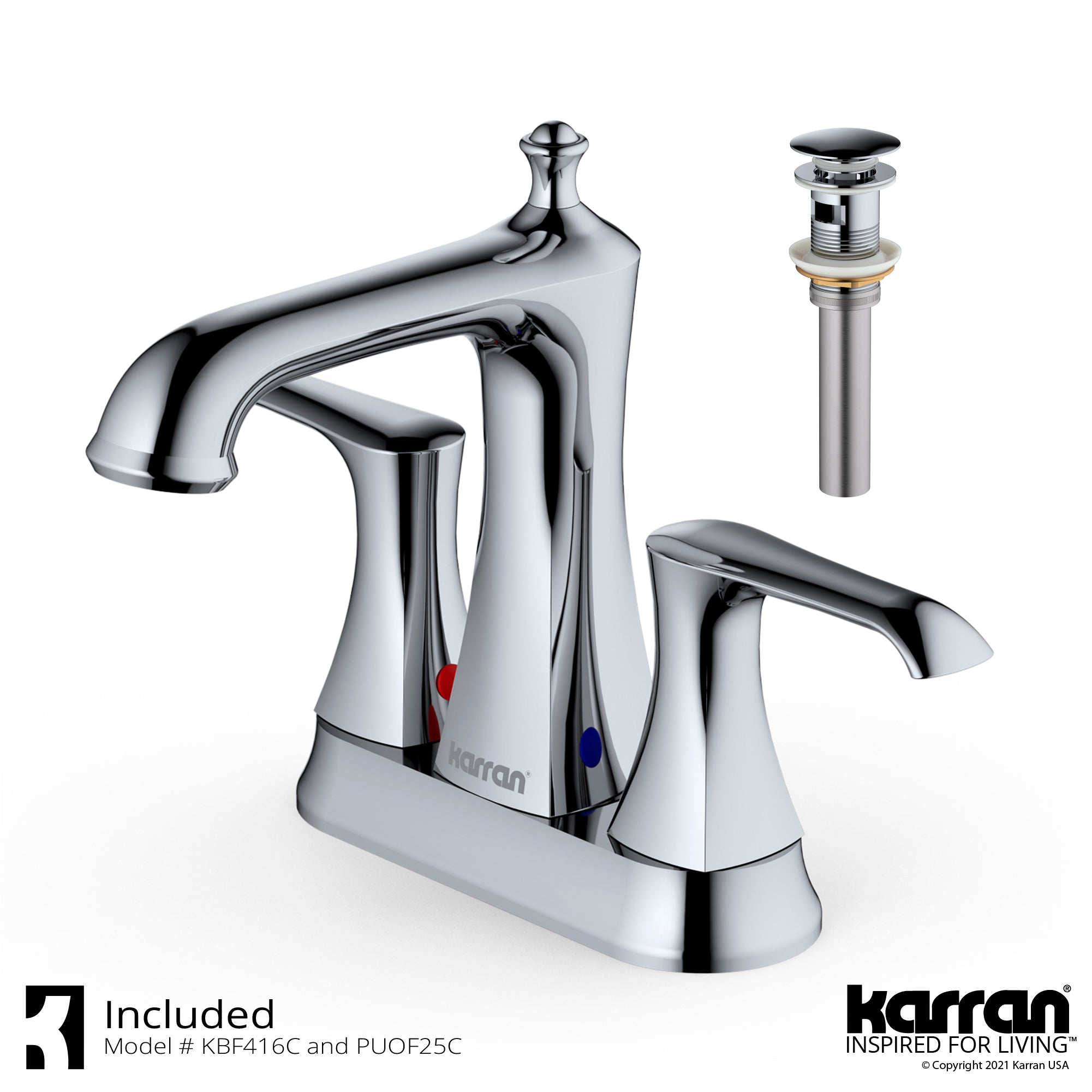 Karran Woodburn 1.2 GPM Double Lever Handle Lead-free Brass ADA Bathroom Faucet, Centerset, Chrome, KBF416C