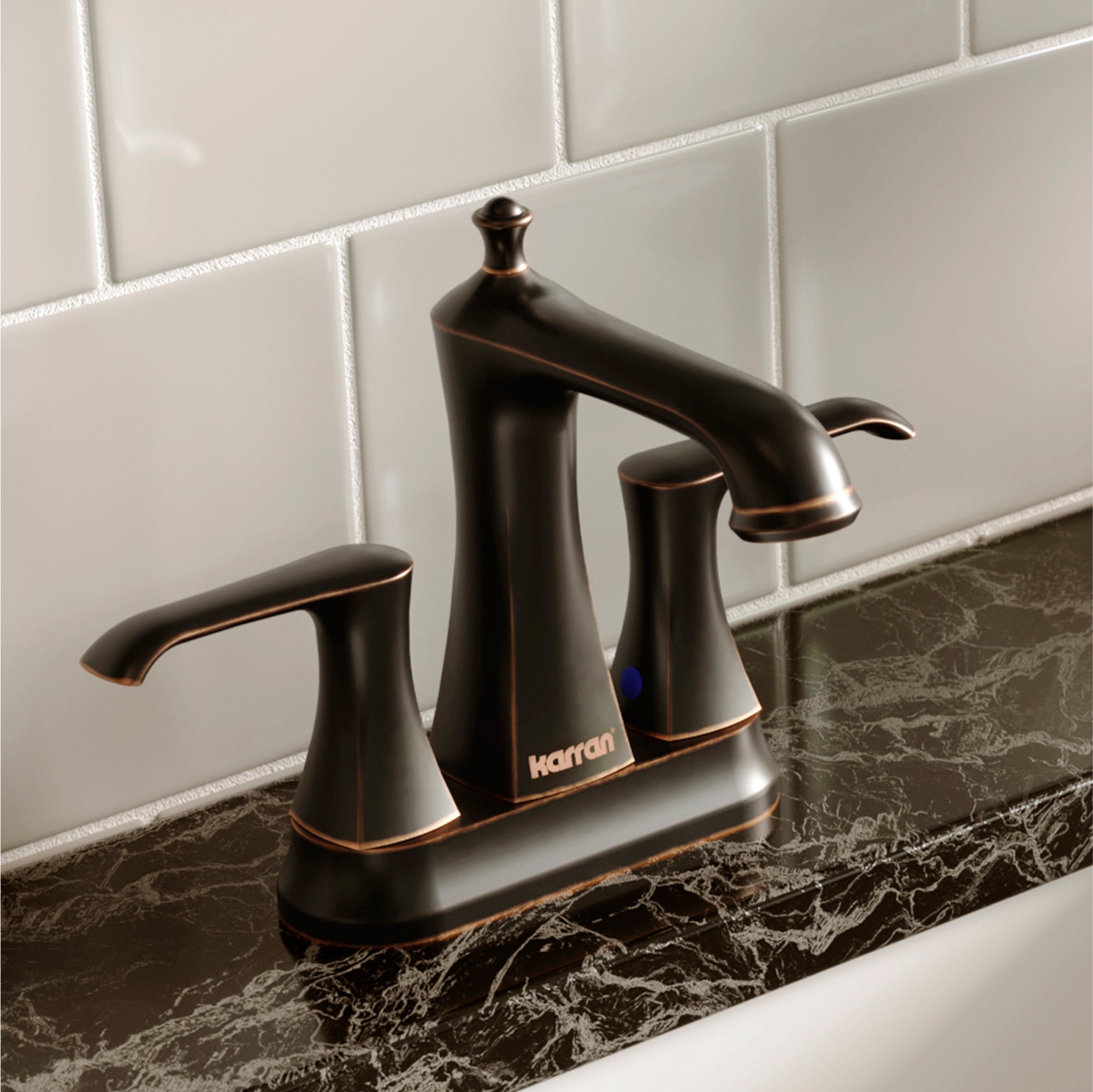 Karran Woodburn 1.2 GPM Double Lever Handle Lead-free Brass ADA Bathroom Faucet, Centerset, Oil Rubbed Bronze, KBF416ORB