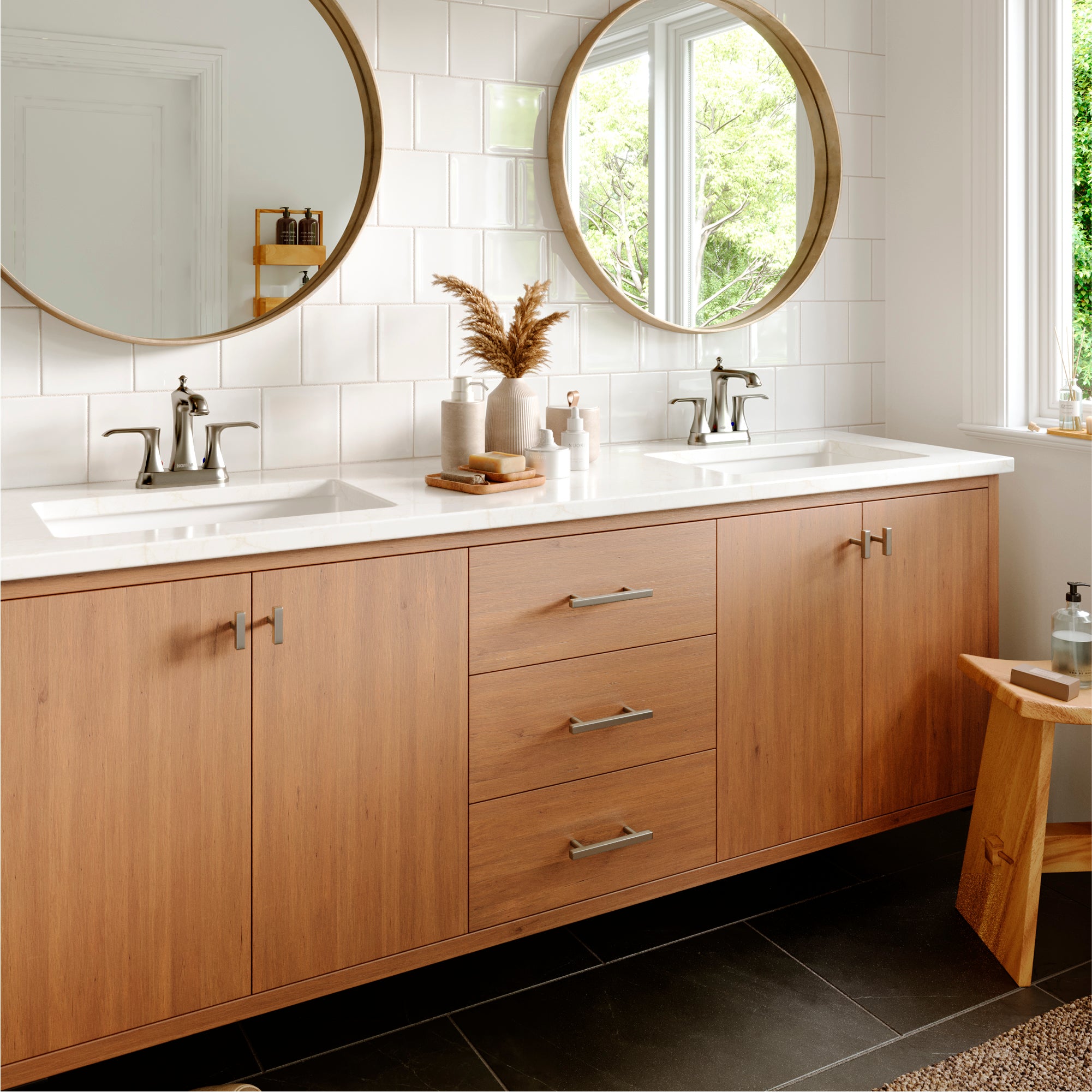 Alternate Image for Karran Woodburn 1.2 GPM Double Lever Handle Lead-free Brass ADA Bathroom Faucet, Centerset, Stainless Steel, KBF416SS