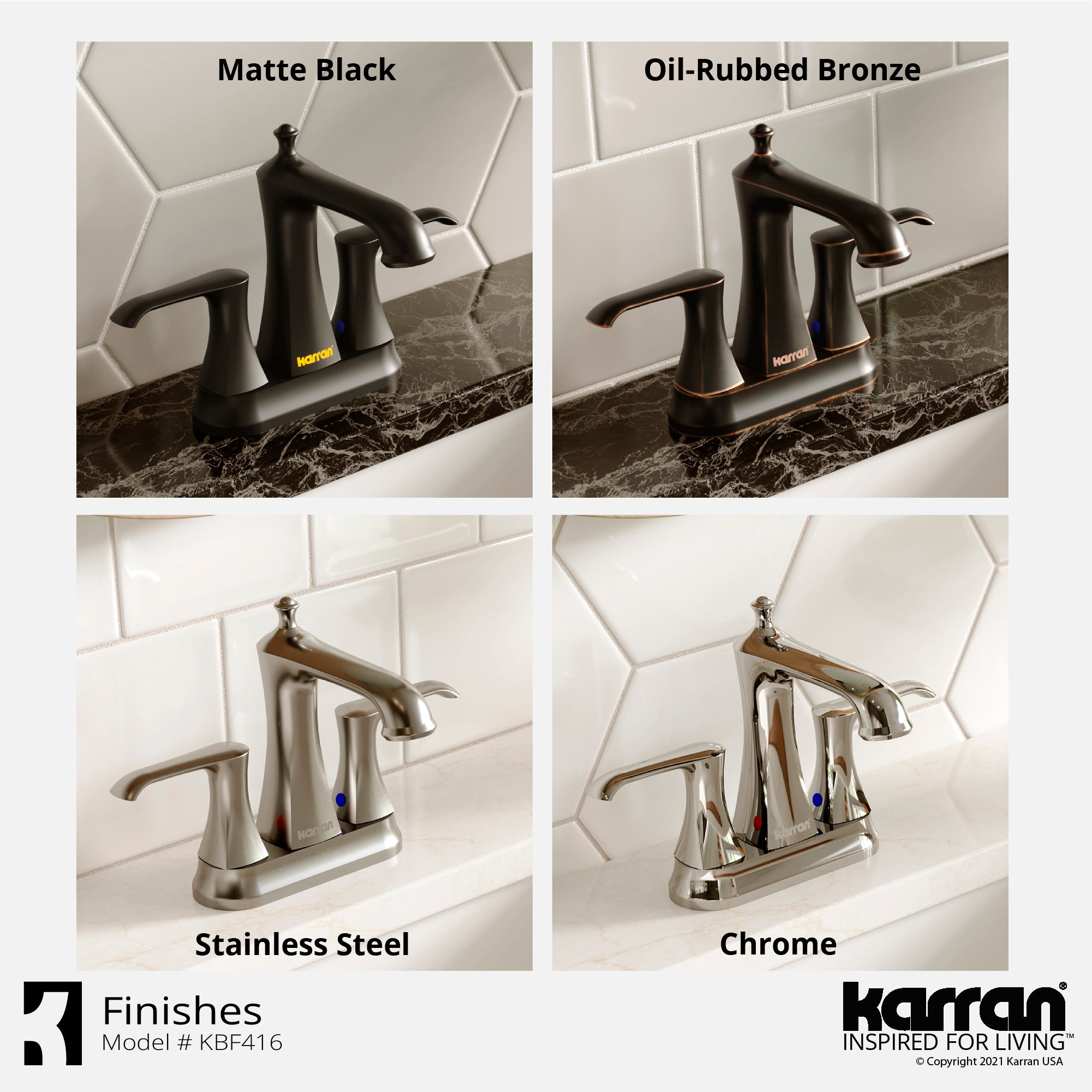 Alternate Image for Karran Woodburn 1.2 GPM Double Lever Handle Lead-free Brass ADA Bathroom Faucet, Centerset, Stainless Steel, KBF416SS