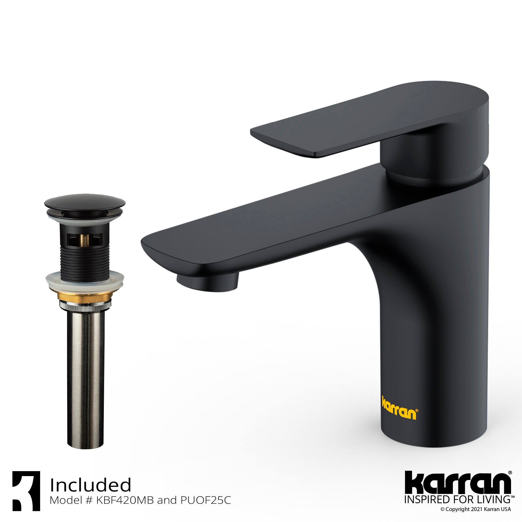 Karran Kayes 1.2 GPM Single Lever Handle Lead-free Brass ADA Bathroom Faucet, Basin, Matte Black, KBF420MB