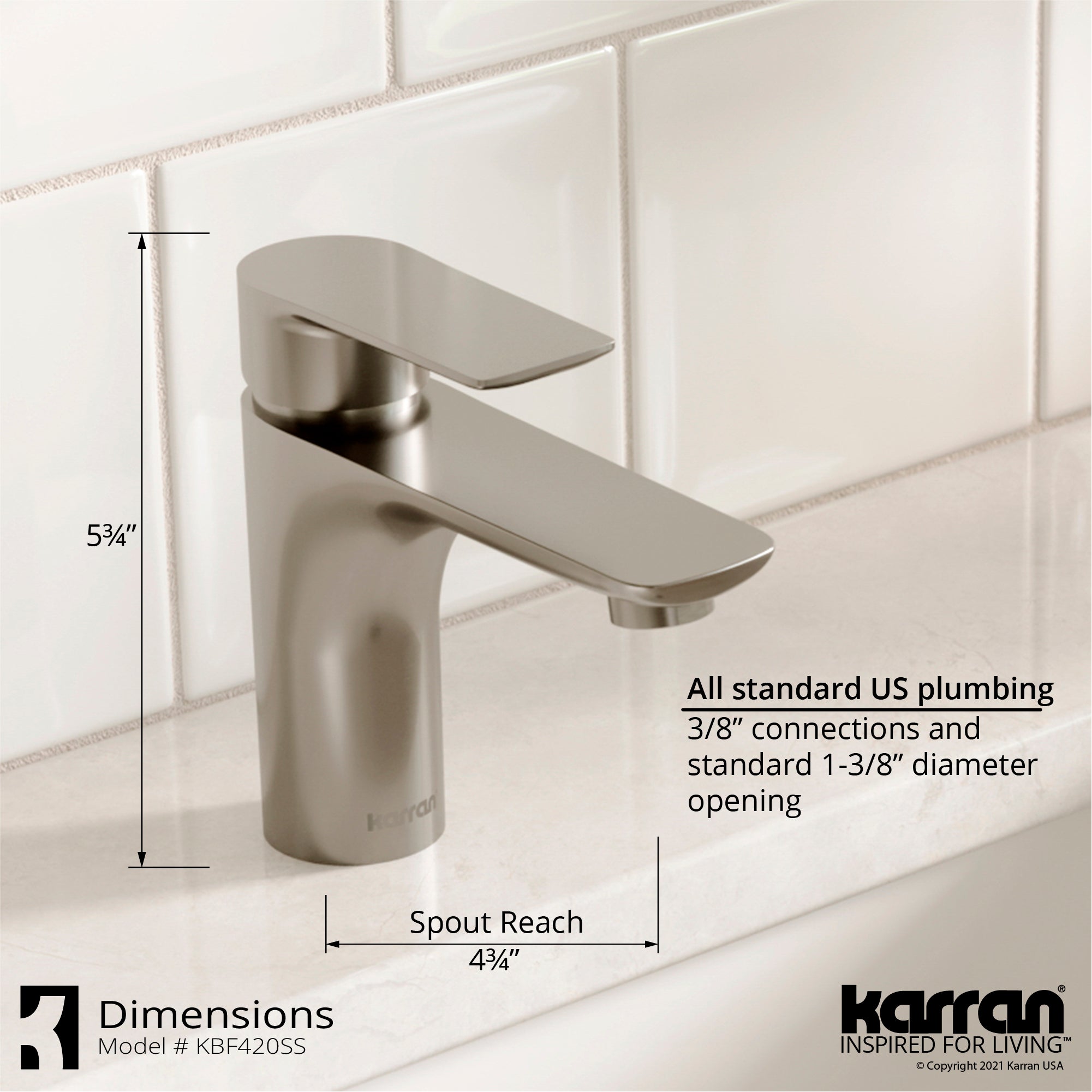 Alternate Image for Karran Kayes 1.2 GPM Single Lever Handle Lead-free Brass ADA Bathroom Faucet, Basin, Stainless Steel, KBF420SS