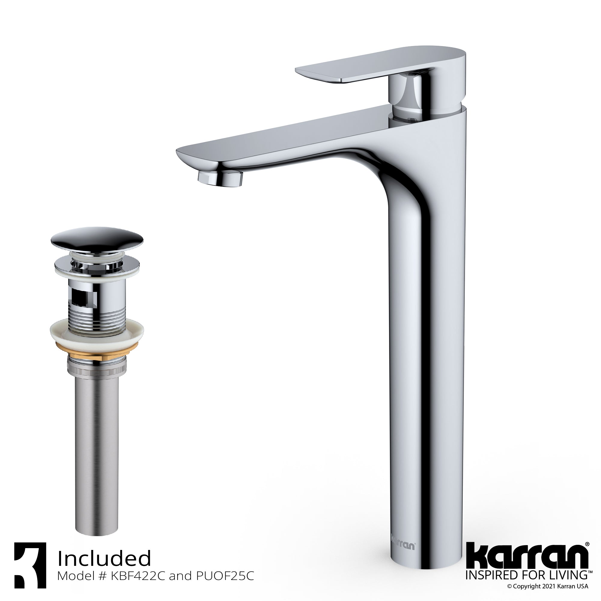 Alternate Image for Karran Kayes 1.2 GPM Single Lever Handle Lead-free Brass ADA Bathroom Faucet, Vessel, Chrome, KBF422C