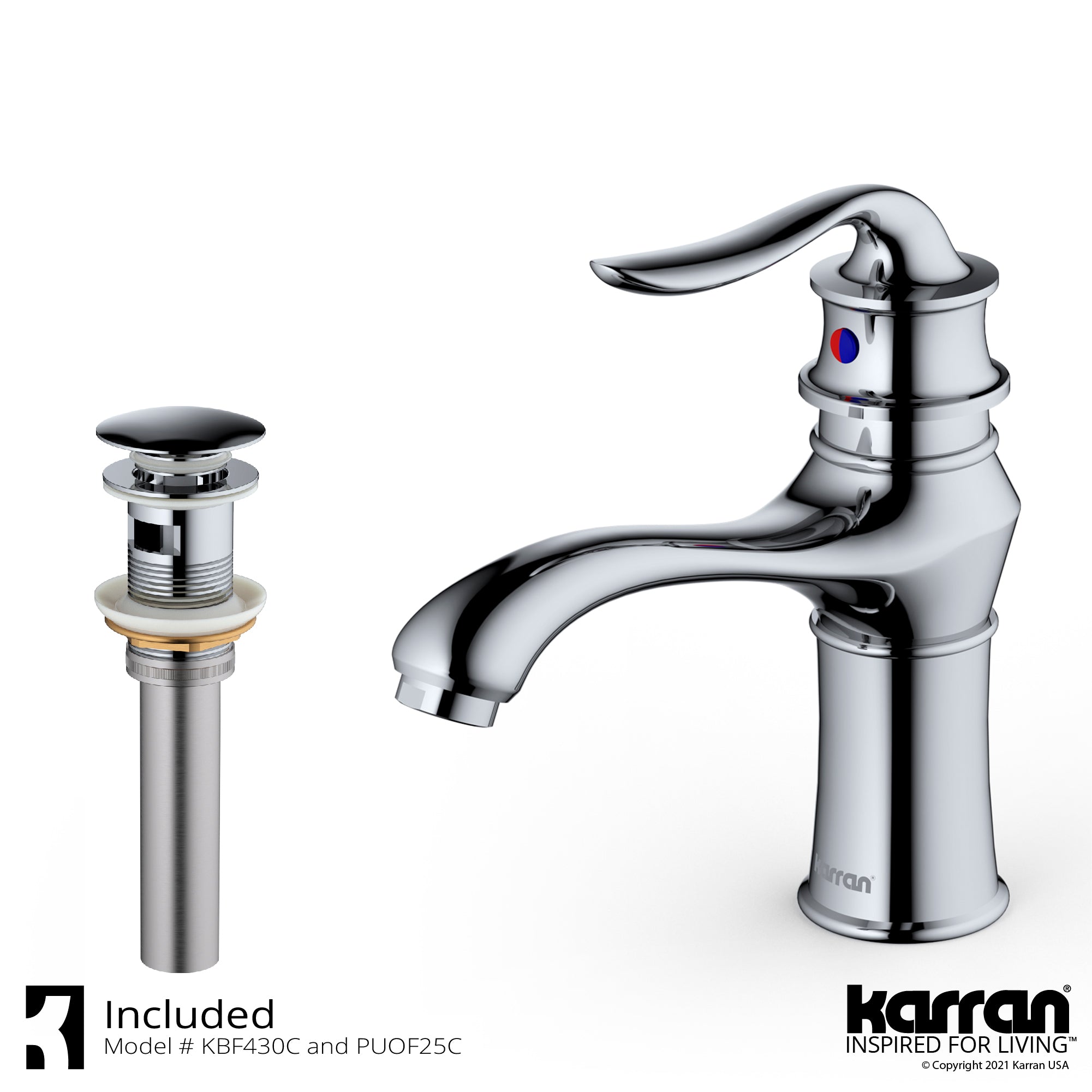 Alternate Image for Karran Dartford 1.2 GPM Single Lever Handle Lead-free Brass ADA Bathroom Faucet, Basin, Chrome, KBF430C