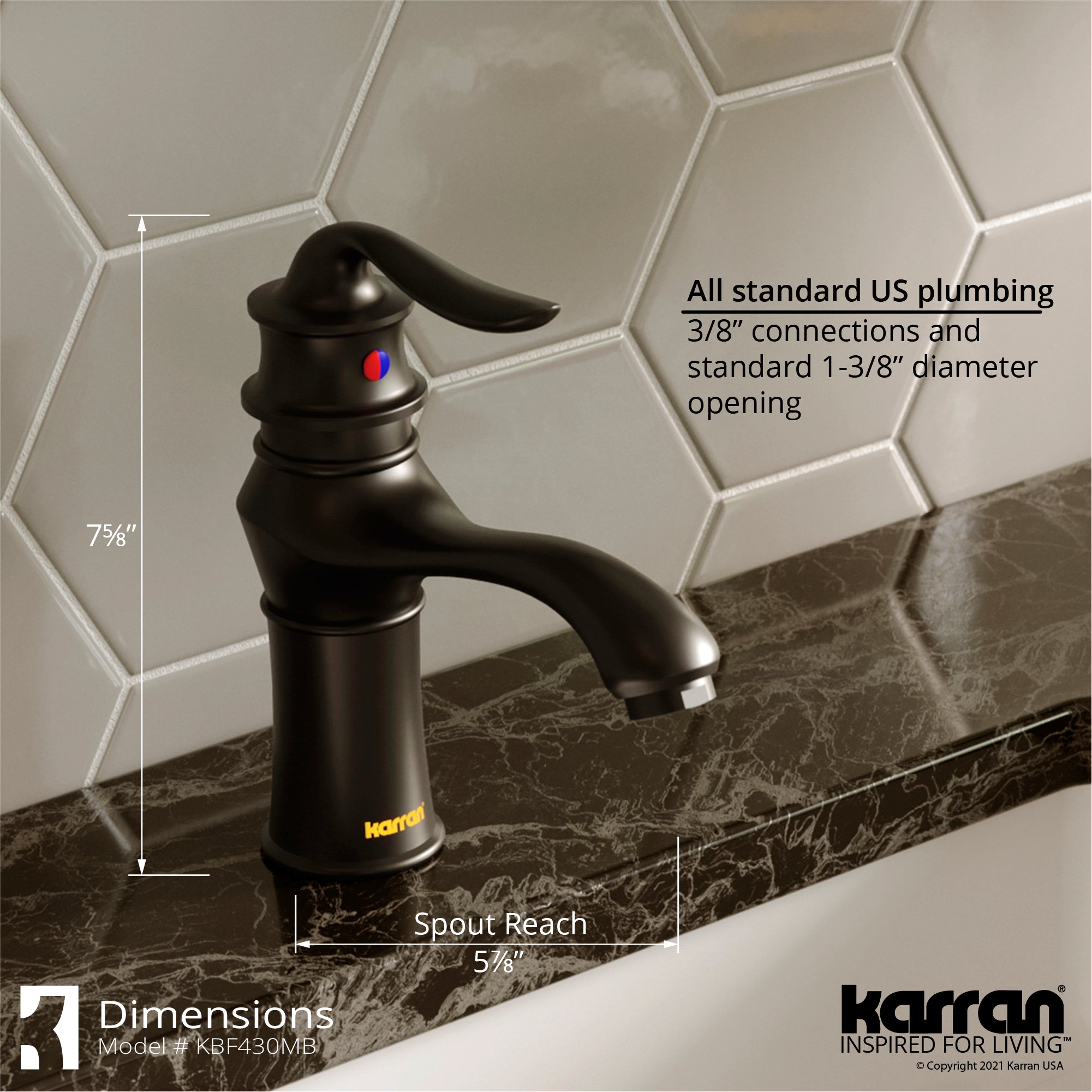 Alternate Image for Karran Dartford 1.2 GPM Single Lever Handle Lead-free Brass ADA Bathroom Faucet, Basin, Matte Black, KBF430MB