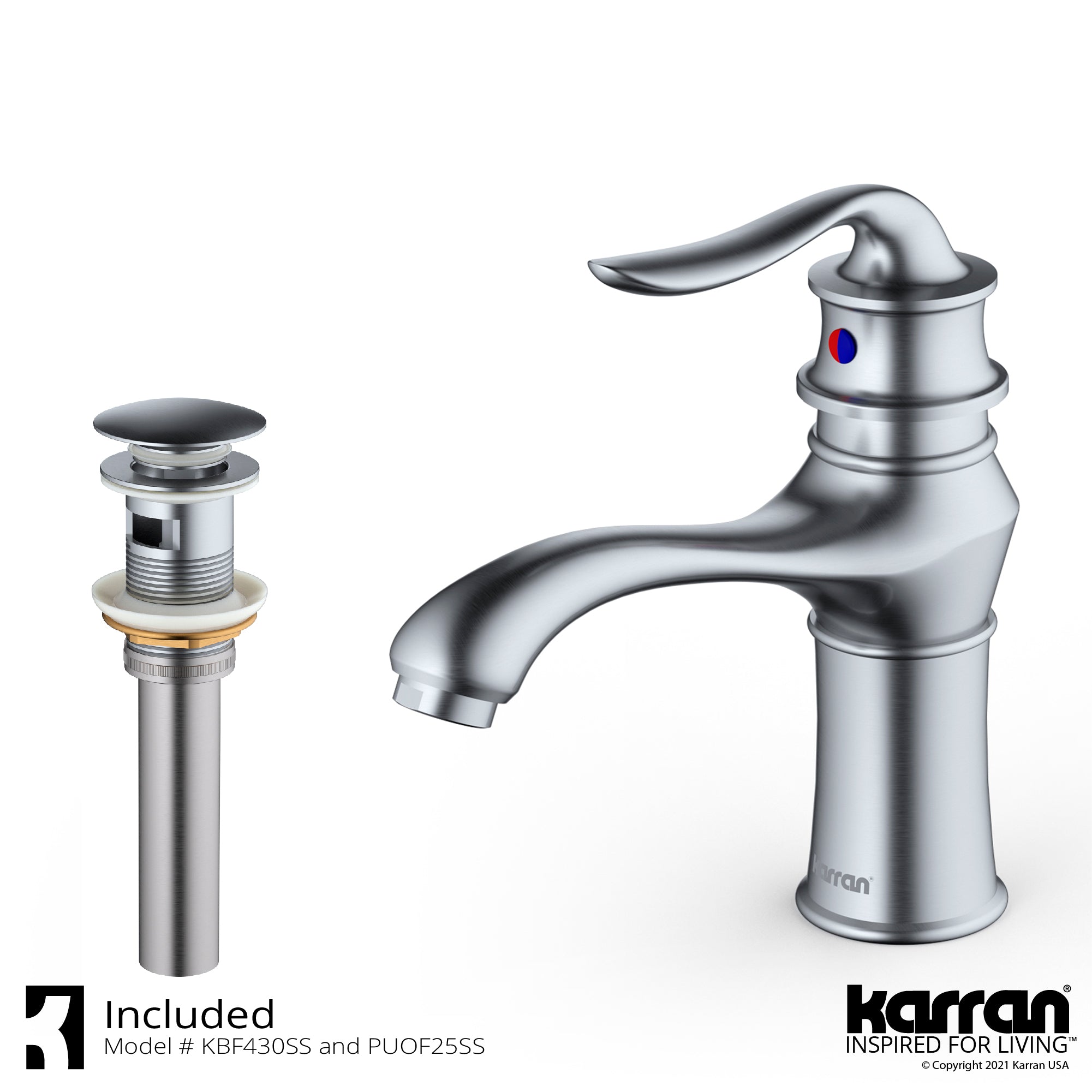 Alternate Image for Karran Dartford 1.2 GPM Single Lever Handle Lead-free Brass ADA Bathroom Faucet, Basin, Stainless Steel, KBF430SS