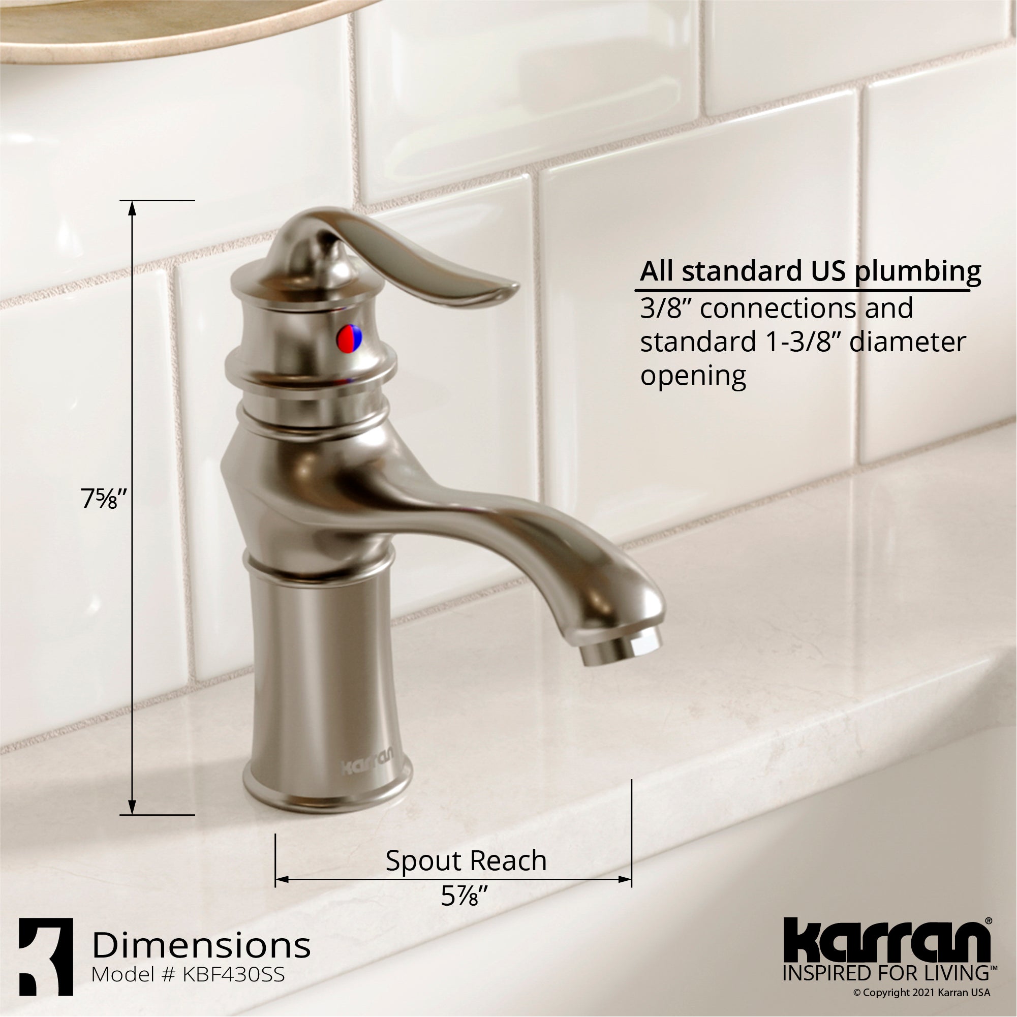 Alternate Image for Karran Dartford 1.2 GPM Single Lever Handle Lead-free Brass ADA Bathroom Faucet, Basin, Stainless Steel, KBF430SS