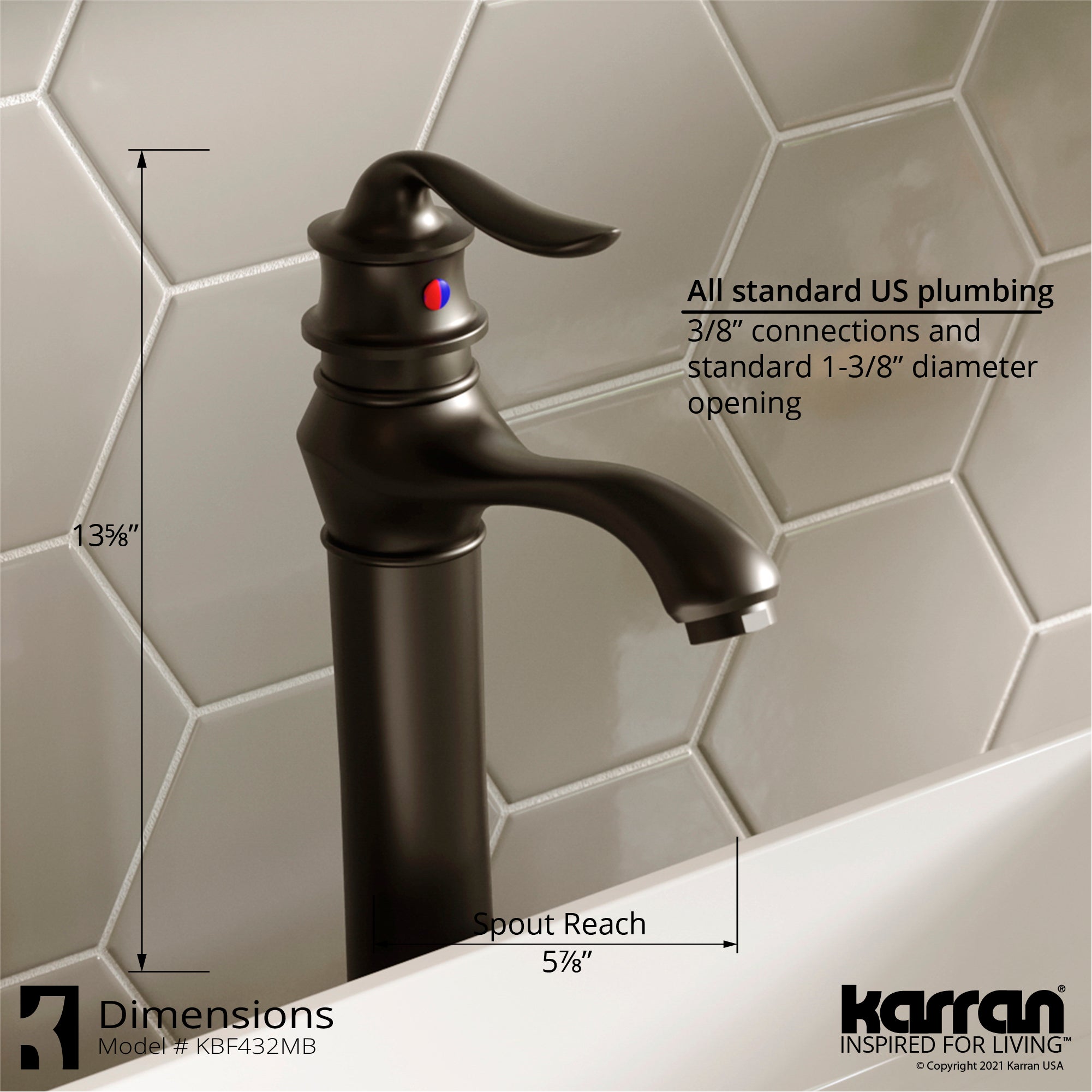 Alternate Image for Karran Dartford 1.2 GPM Single Lever Handle Lead-free Brass ADA Bathroom Faucet, Vessel, Matte Black, KBF432MB