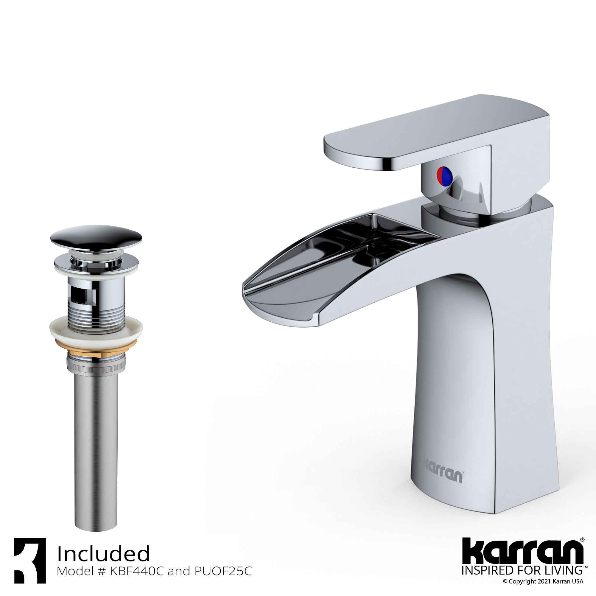 Karran Kassel 1.2 GPM Single Lever Handle Lead-free Brass ADA Bathroom Faucet, Basin, Chrome, KBF440C