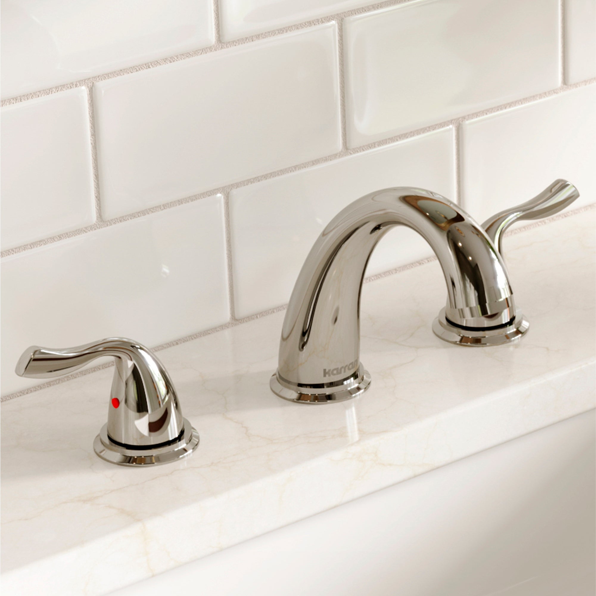 Karran Fulham 1.2 GPM Double Lever Handle Lead-free Brass ADA Bathroom Faucet, Widespread, Chrome, KBF450C