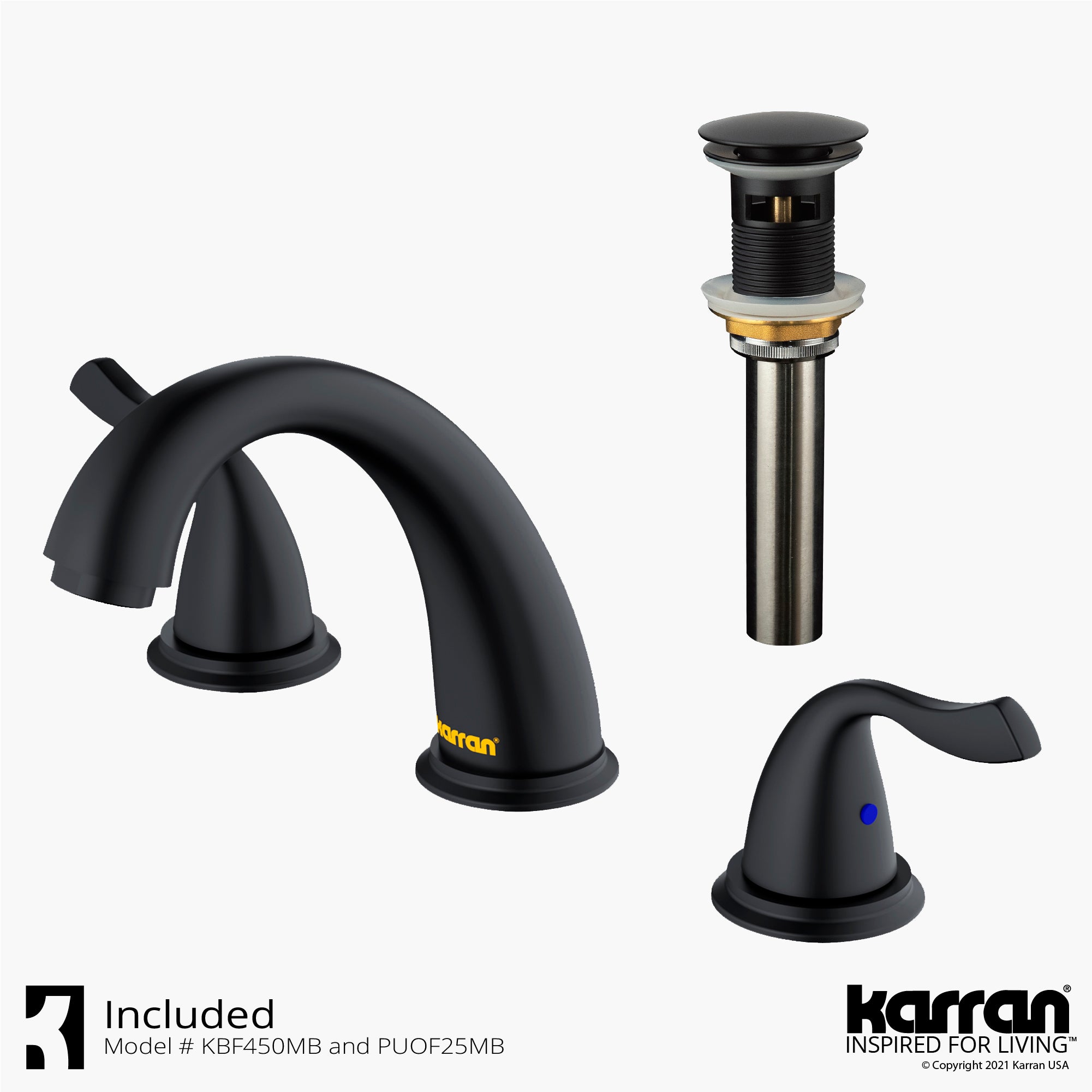 Karran Fulham 1.2 GPM Double Lever Handle Lead-free Brass ADA Bathroom Faucet, Widespread, Matte Black, KBF450MB
