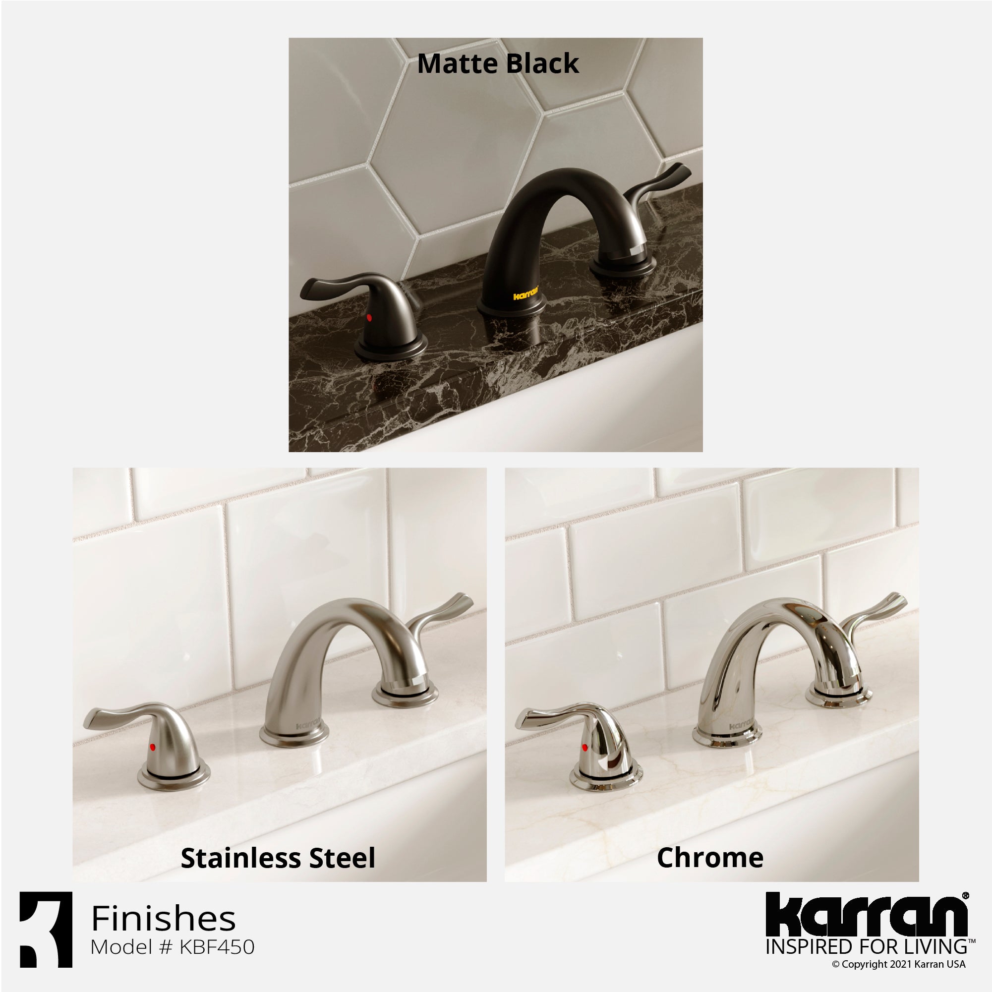 Alternate Image for Karran Fulham 1.2 GPM Double Lever Handle Lead-free Brass ADA Bathroom Faucet, Widespread, Matte Black, KBF450MB
