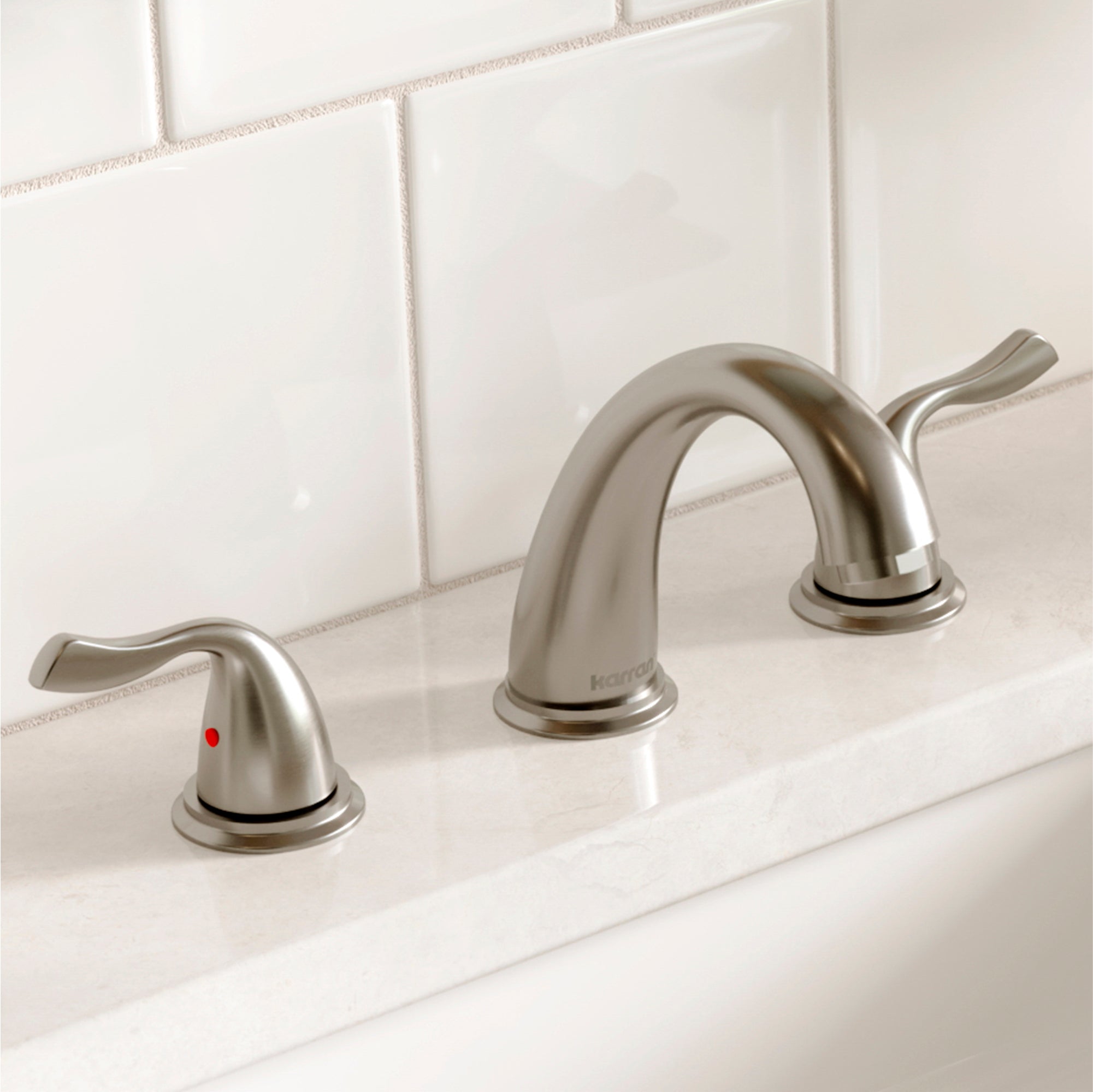Karran Fulham 1.2 GPM Double Lever Handle Lead-free Brass ADA Bathroom Faucet, Widespread, Stainless Steel, KBF450SS