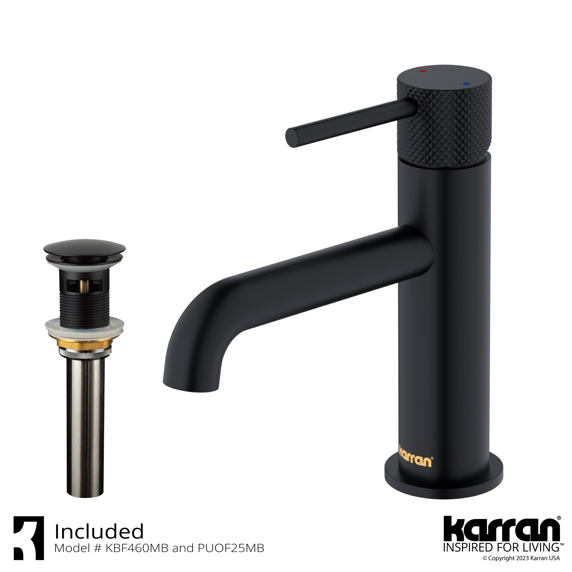 Karran Tryst 1.2 GPM Single Lever Handle Lead-free Brass ADA Bathroom Faucet, Basin, Matte Black, KBF460MB