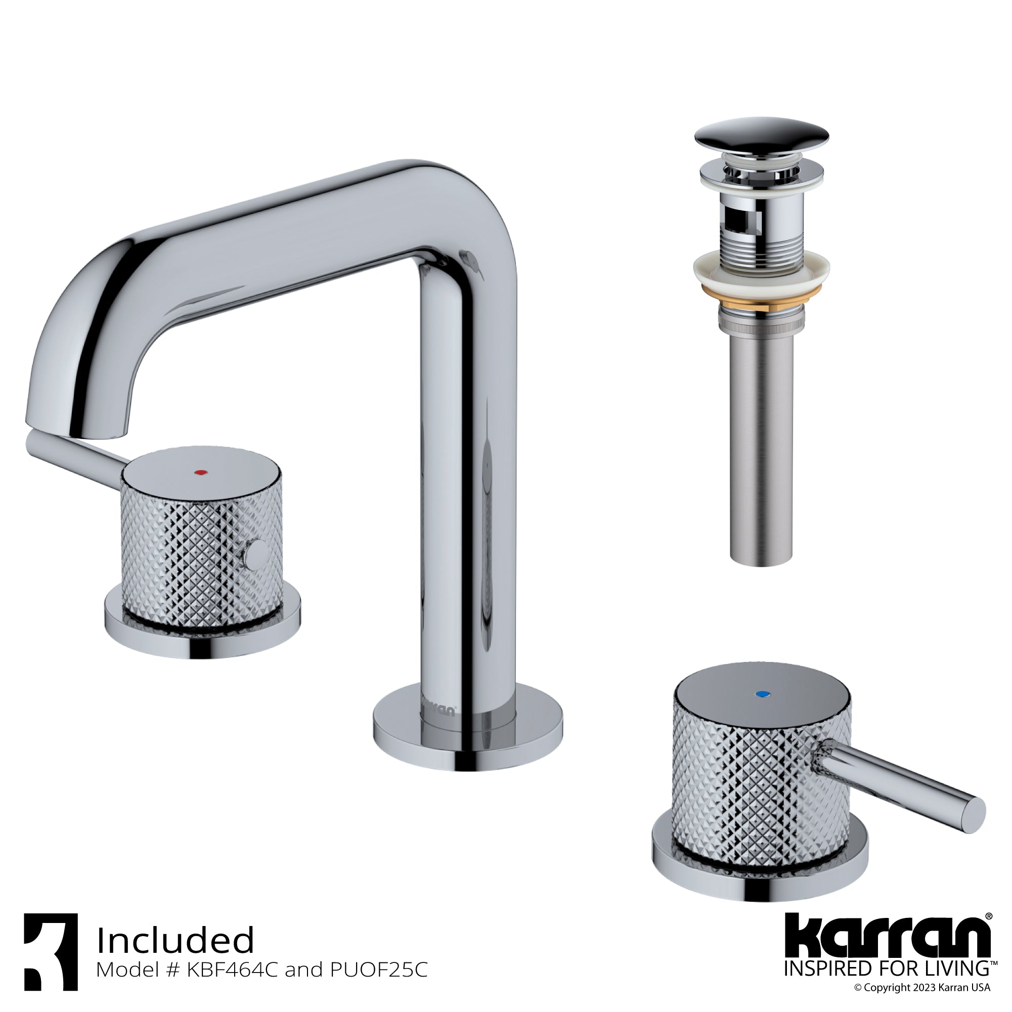Karran Tryst 1.2 GPM Double Lever Handle Lead-free Brass ADA Bathroom Faucet, Widespread, Chrome, KBF464C