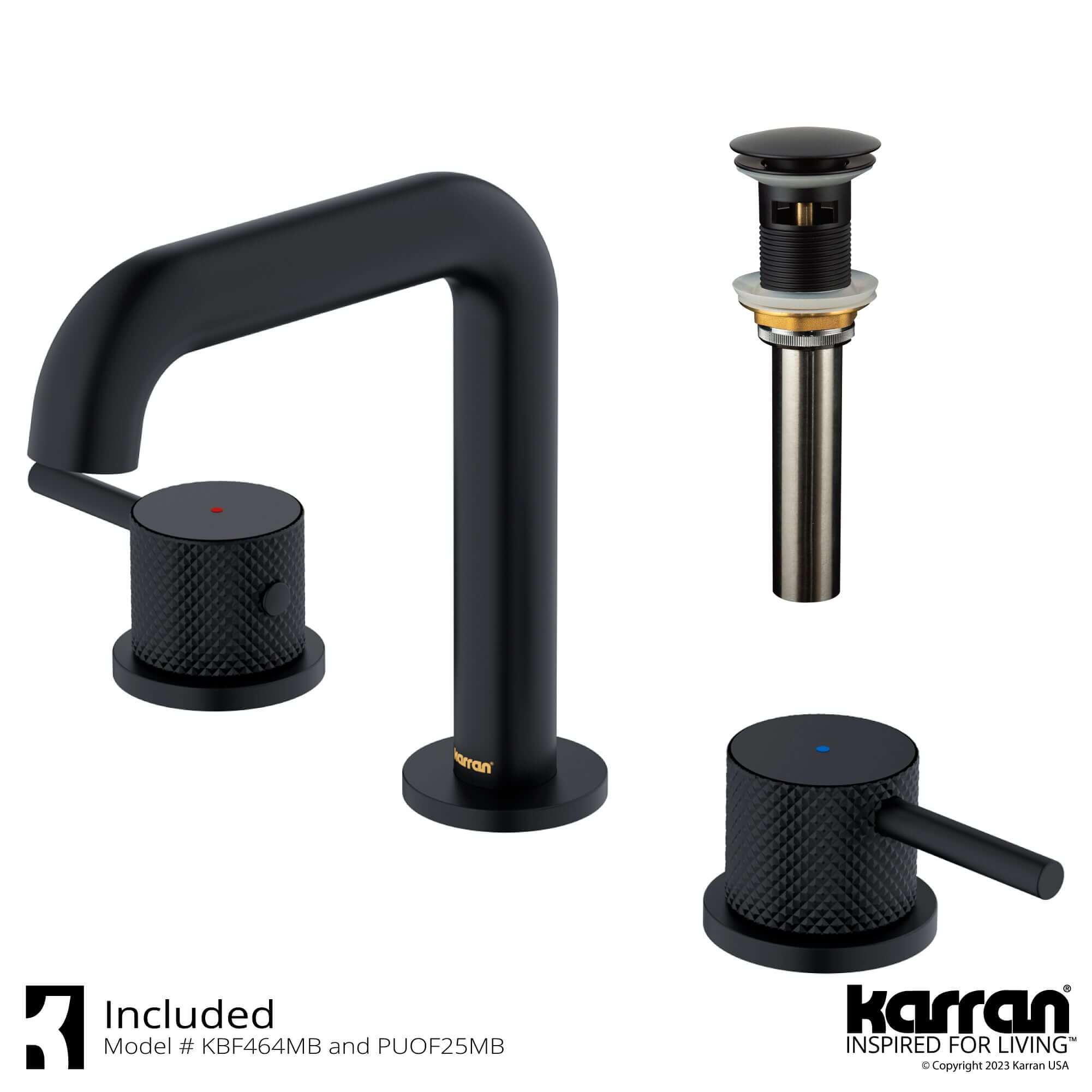 Alternate Image for Karran Tryst 1.2 GPM Double Lever Handle Lead-free Brass ADA Bathroom Faucet, Widespread, Matte Black, KBF464MB