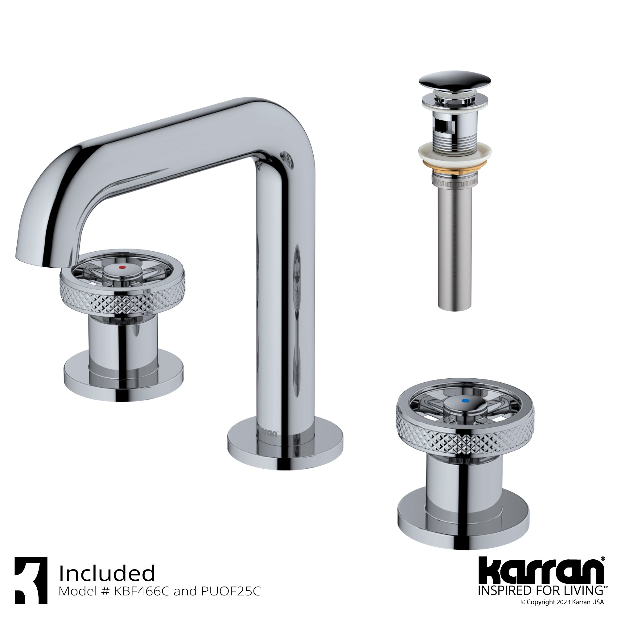 Alternate Image for Karran Tryst 1.2 GPM Double Lever Handle Lead-free Brass Bathroom Faucet, Widespread, Chrome, KBF466C