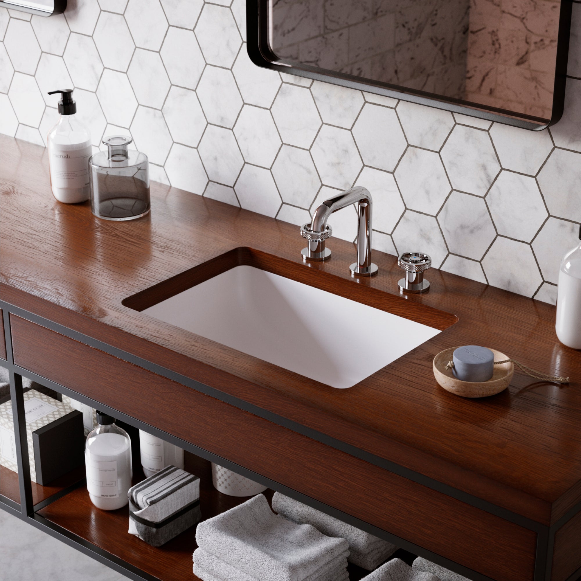 Alternate Image for Karran Tryst 1.2 GPM Double Lever Handle Lead-free Brass Bathroom Faucet, Widespread, Chrome, KBF466C