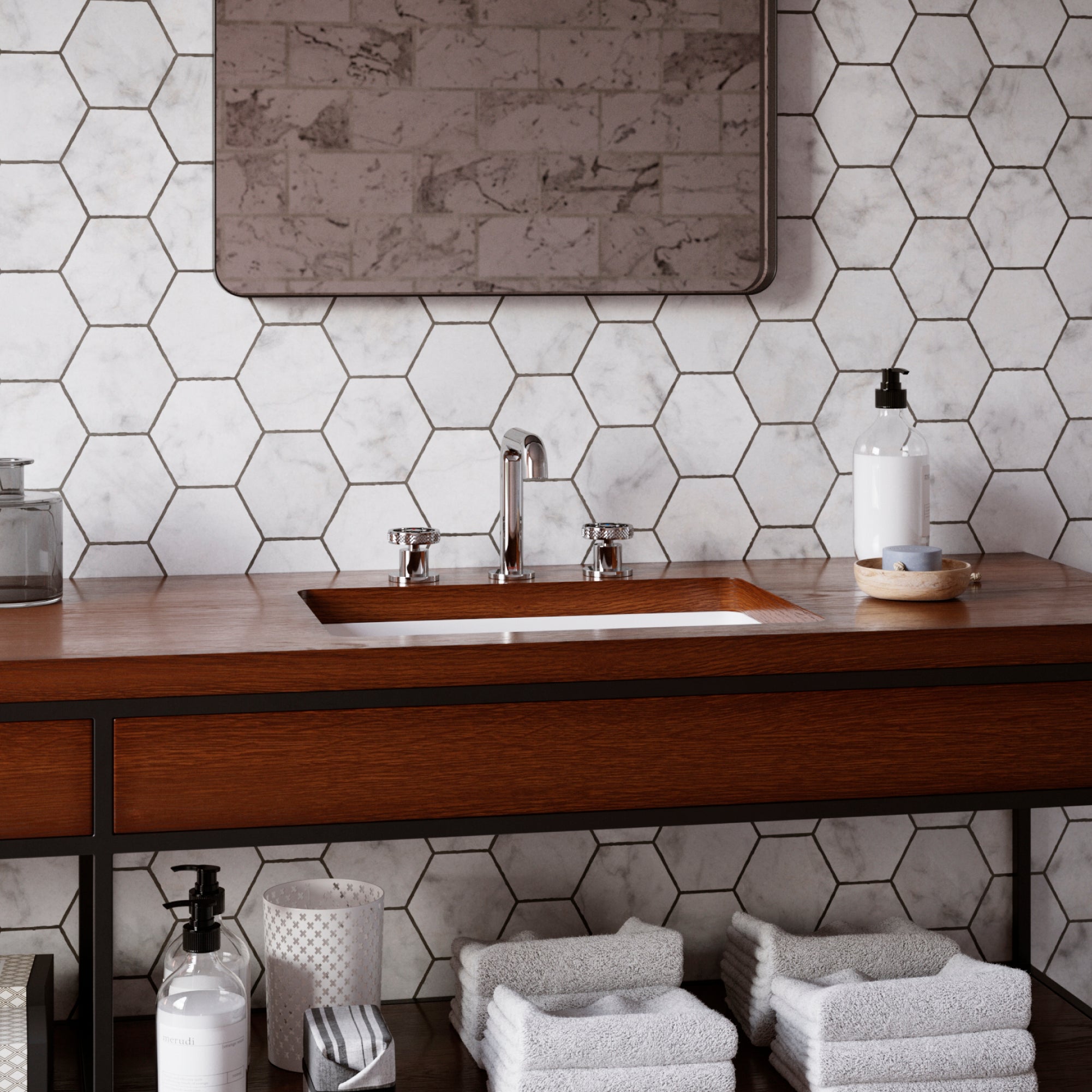 Alternate Image for Karran Tryst 1.2 GPM Double Lever Handle Lead-free Brass Bathroom Faucet, Widespread, Chrome, KBF466C