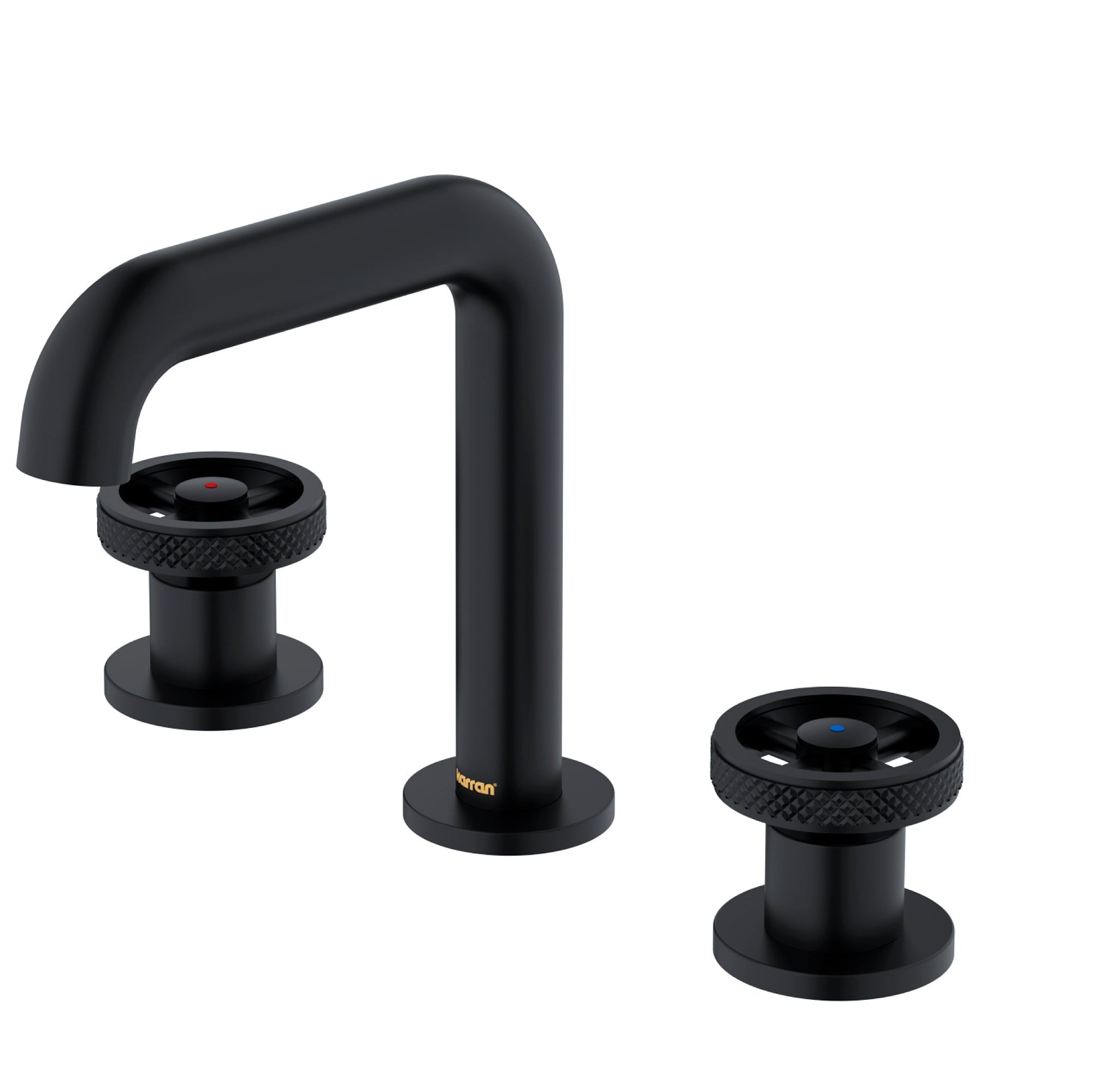 Karran Tryst 1.2 GPM Double Lever Handle Lead-free Brass Bathroom Faucet, Widespread, Matte Black, KBF466MB