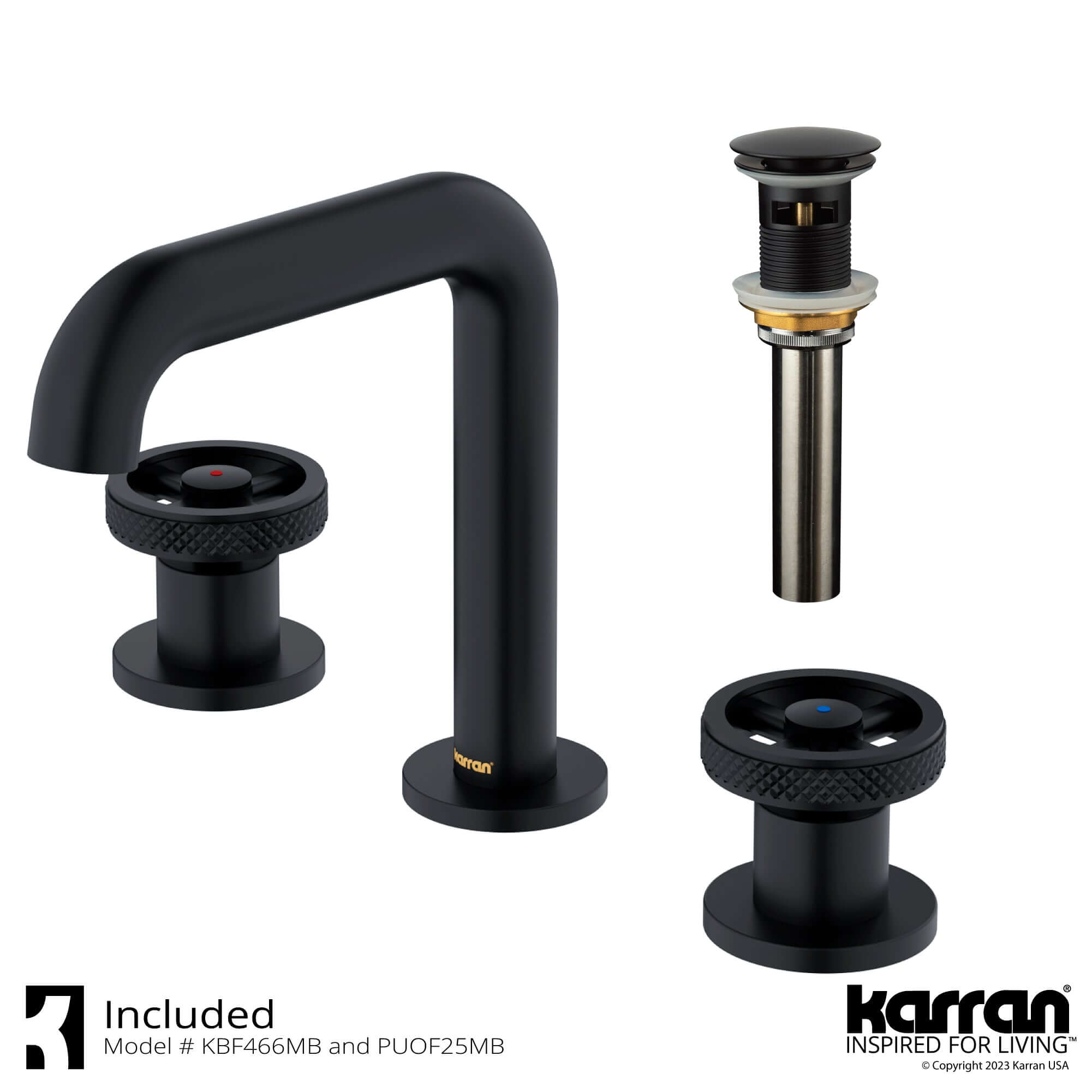Alternate Image for Karran Tryst 1.2 GPM Double Lever Handle Lead-free Brass Bathroom Faucet, Widespread, Matte Black, KBF466MB