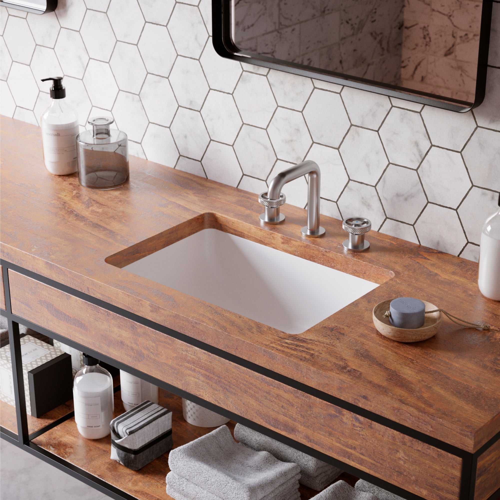 Alternate Image for Karran Tryst 1.2 GPM Double Lever Handle Lead-free Brass Bathroom Faucet, Widespread, Stainless Steel, KBF466SS