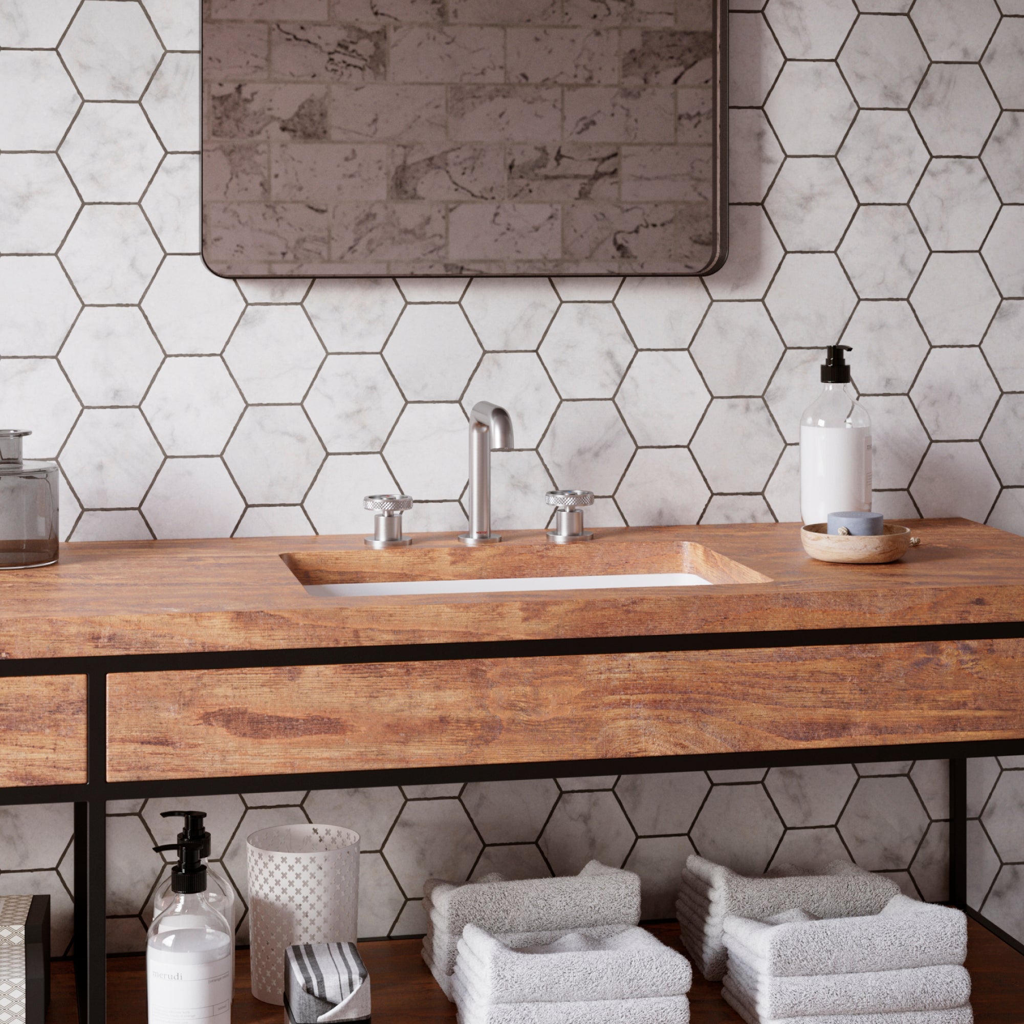 Alternate Image for Karran Tryst 1.2 GPM Double Lever Handle Lead-free Brass Bathroom Faucet, Widespread, Stainless Steel, KBF466SS