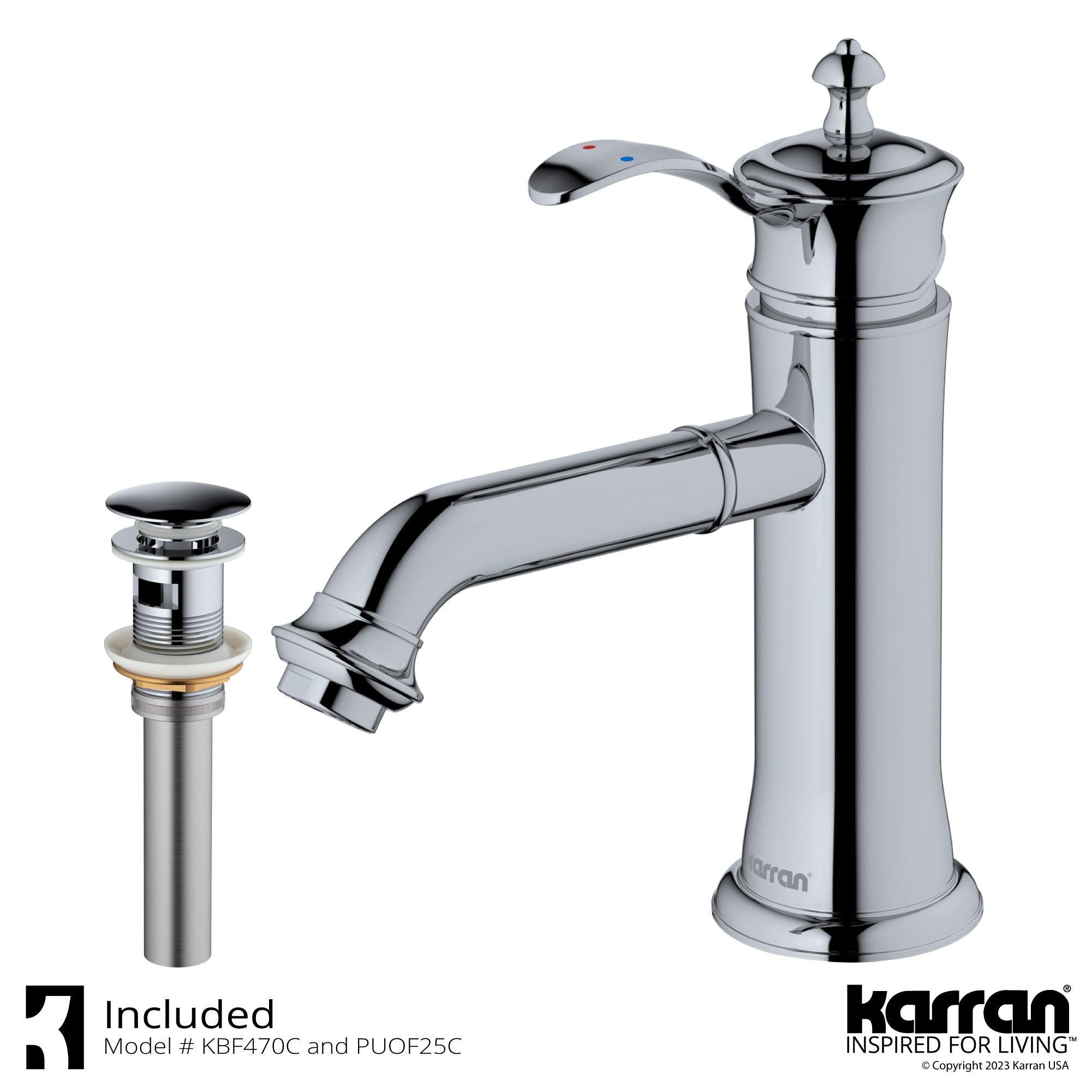 Alternate Image for Karran Vineyard 1.2 GPM Single Lever Handle Lead-free Brass ADA Bathroom Faucet, Basin, Chrome, KBF470C