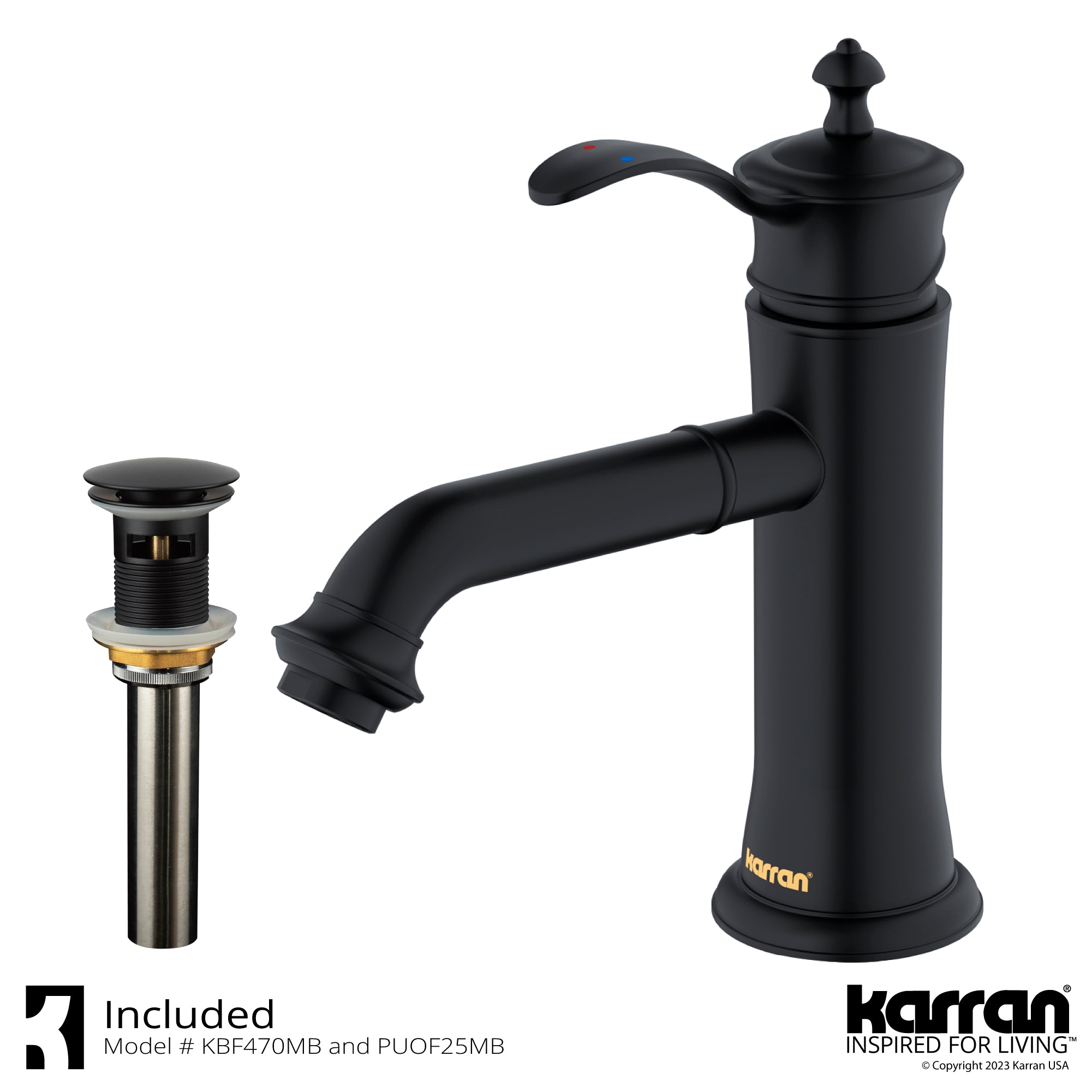 Alternate Image for Karran Vineyard 1.2 GPM Single Lever Handle Lead-free Brass ADA Bathroom Faucet, Basin, Matte Black, KBF470MB