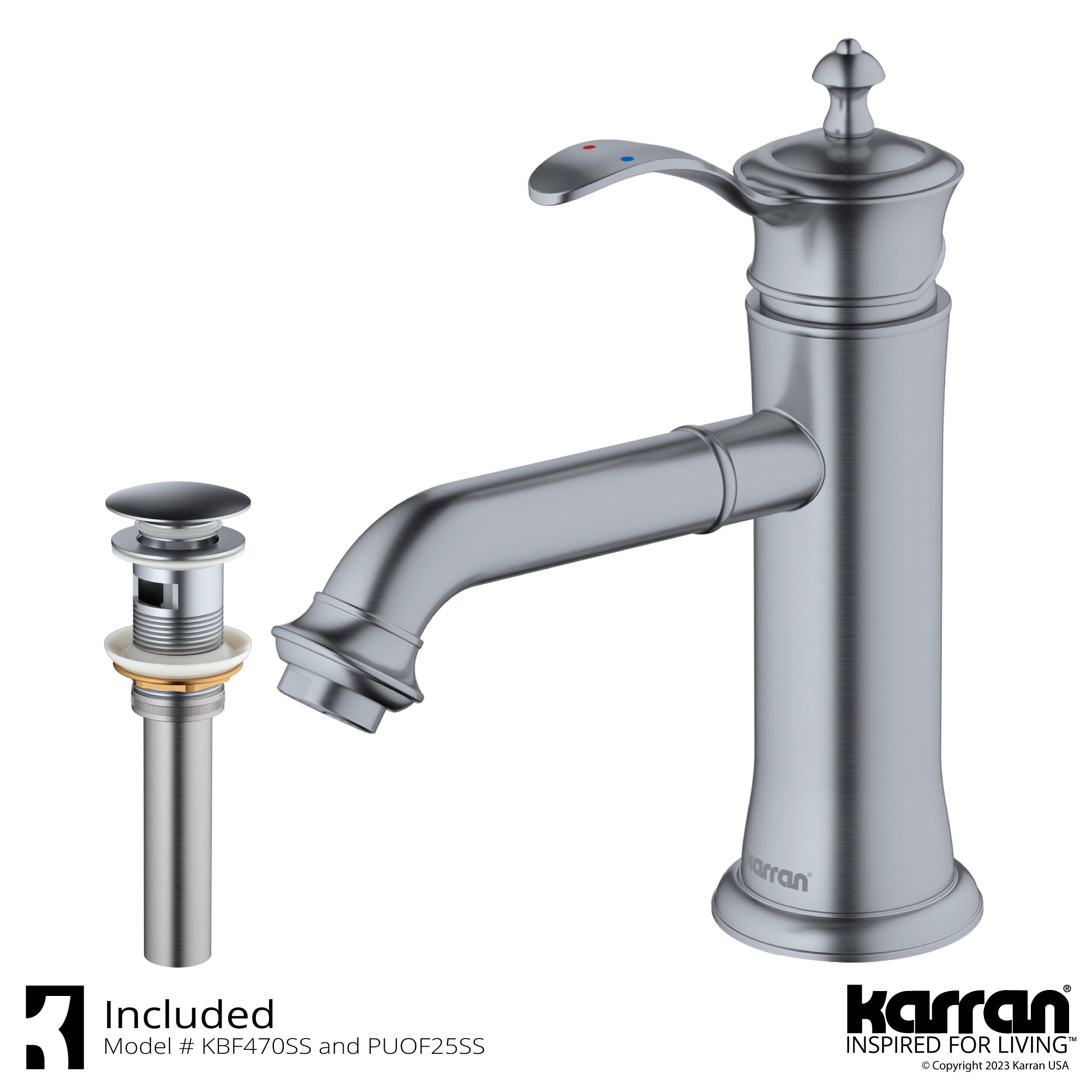 Alternate Image for Karran Vineyard 1.2 GPM Single Lever Handle Lead-free Brass ADA Bathroom Faucet, Basin, Stainless Steel, KBF470SS
