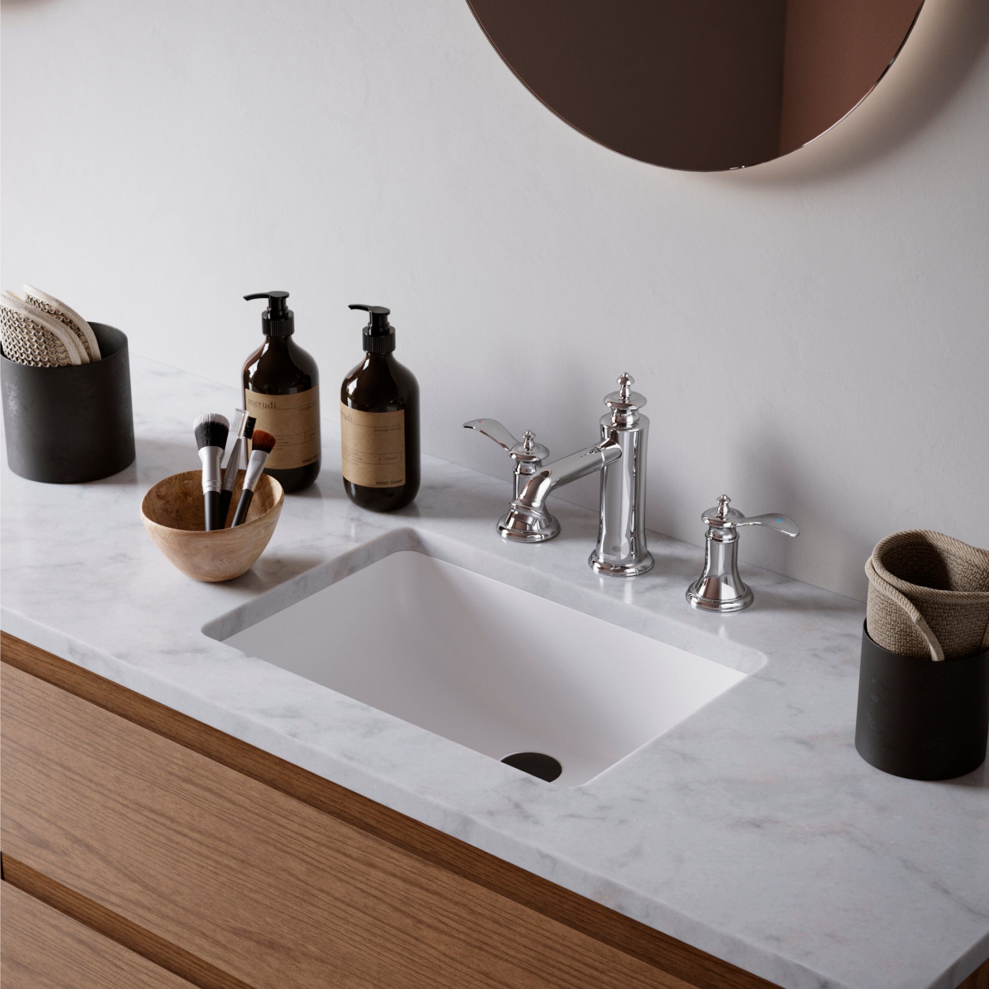 Alternate Image for Karran Vineyard 1.2 GPM Double Lever Handle Lead-free Brass ADA Bathroom Faucet, Widespread, Chrome, KBF474C