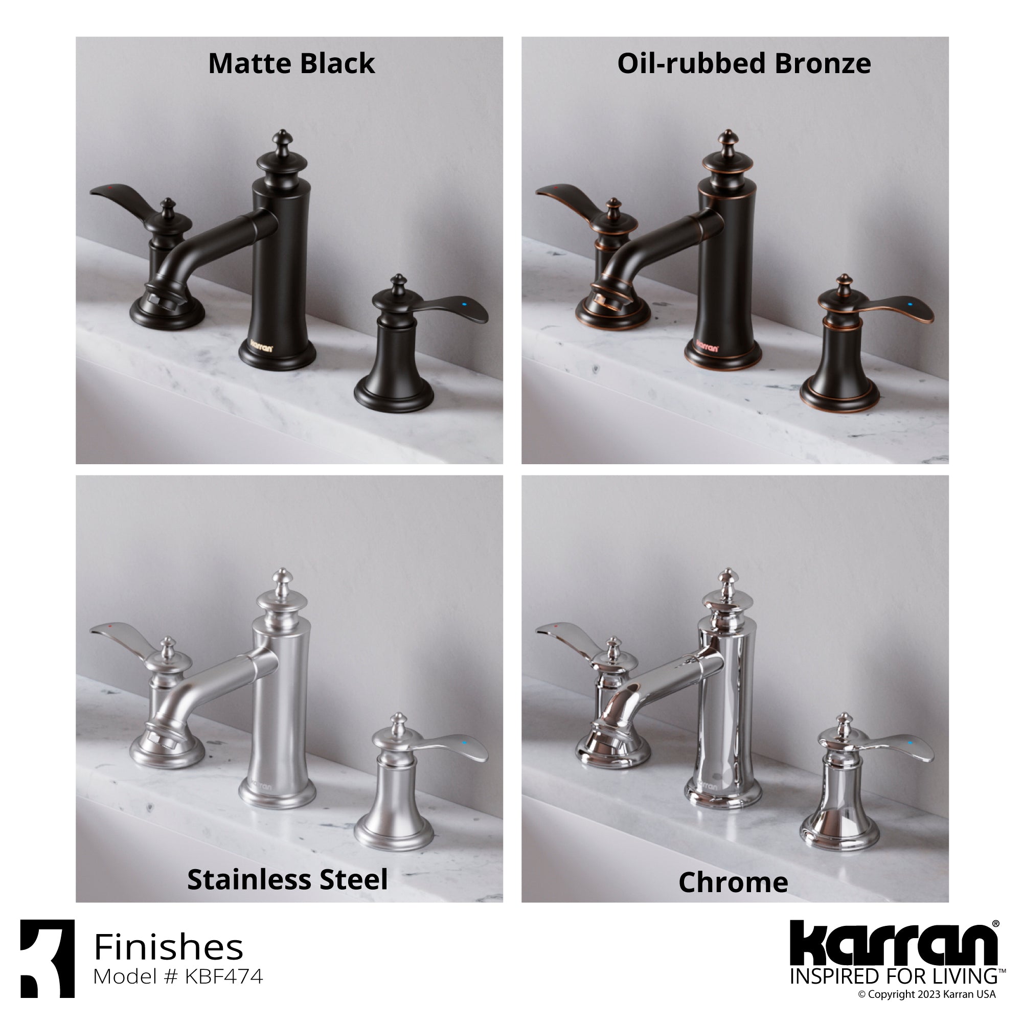 Alternate Image for Karran Vineyard 1.2 GPM Double Lever Handle Lead-free Brass ADA Bathroom Faucet, Widespread, Matte Black, KBF474MB