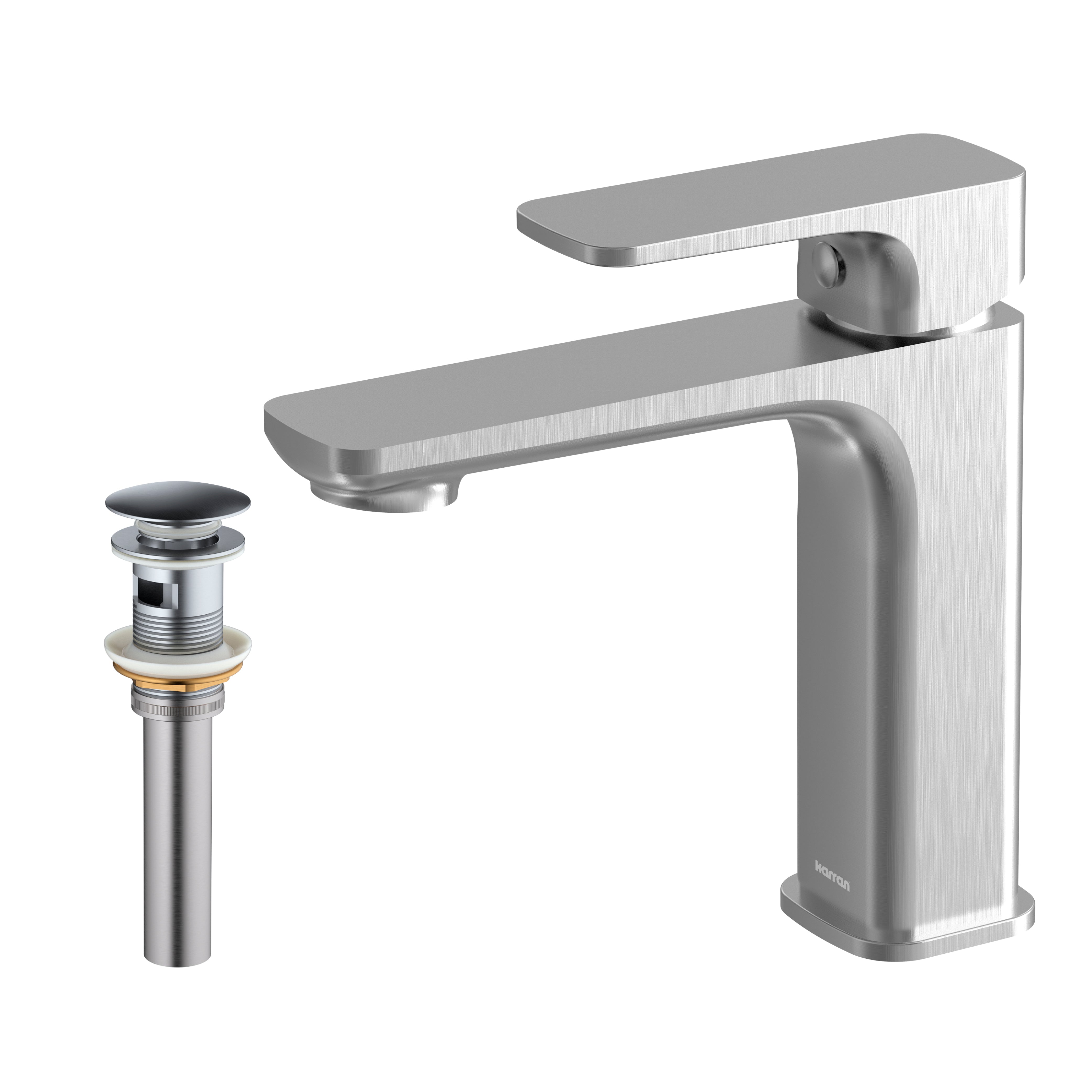 Karran Venda 1.2 GPM Single Lever Handle Lead-free Brass ADA Bathroom Faucet, Basin, Stainless Steel, KBF510SS
