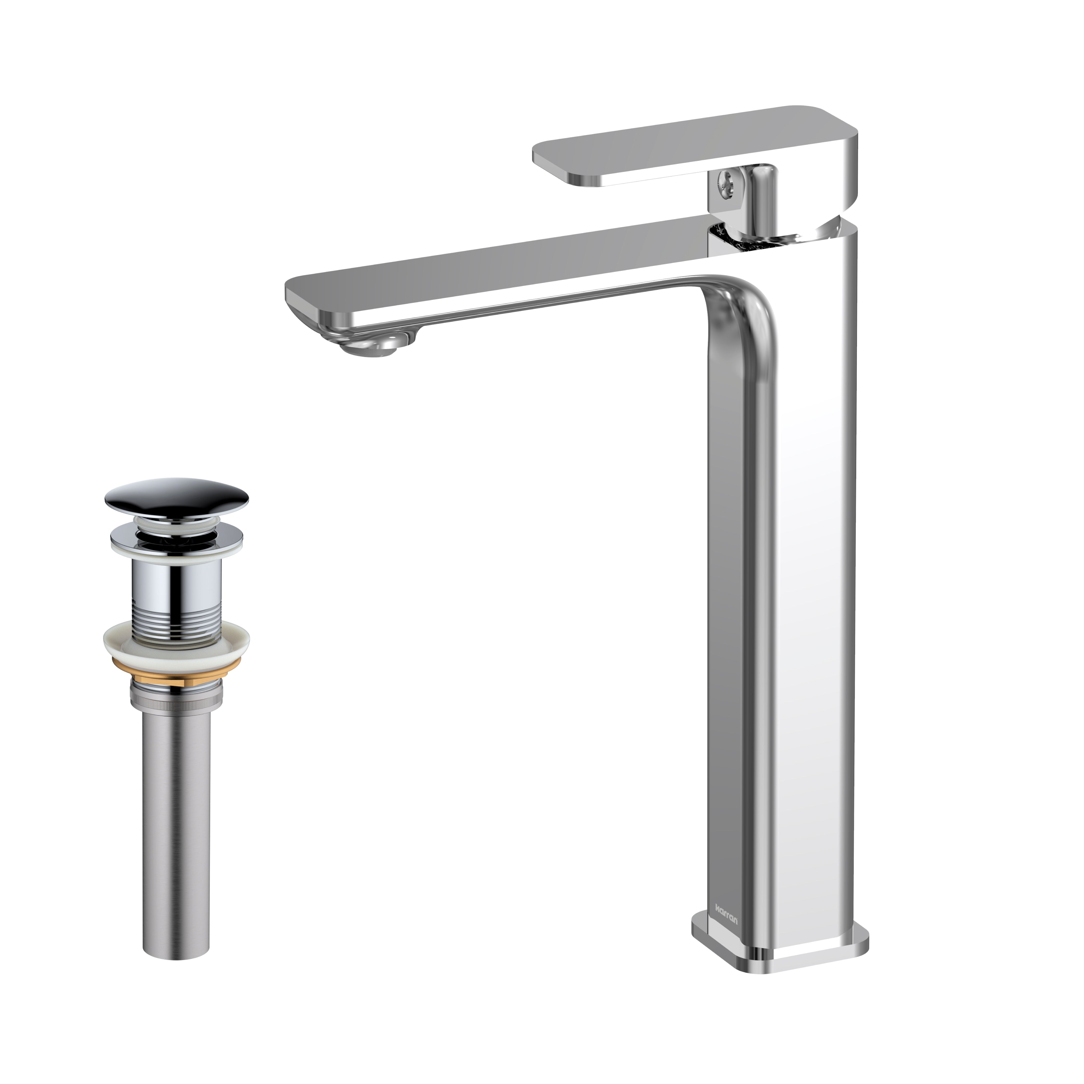 Karran Venda 1.2 GPM Single Lever Handle Lead-free Brass ADA Bathroom Faucet, Vessel, Chrome, KBF512C
