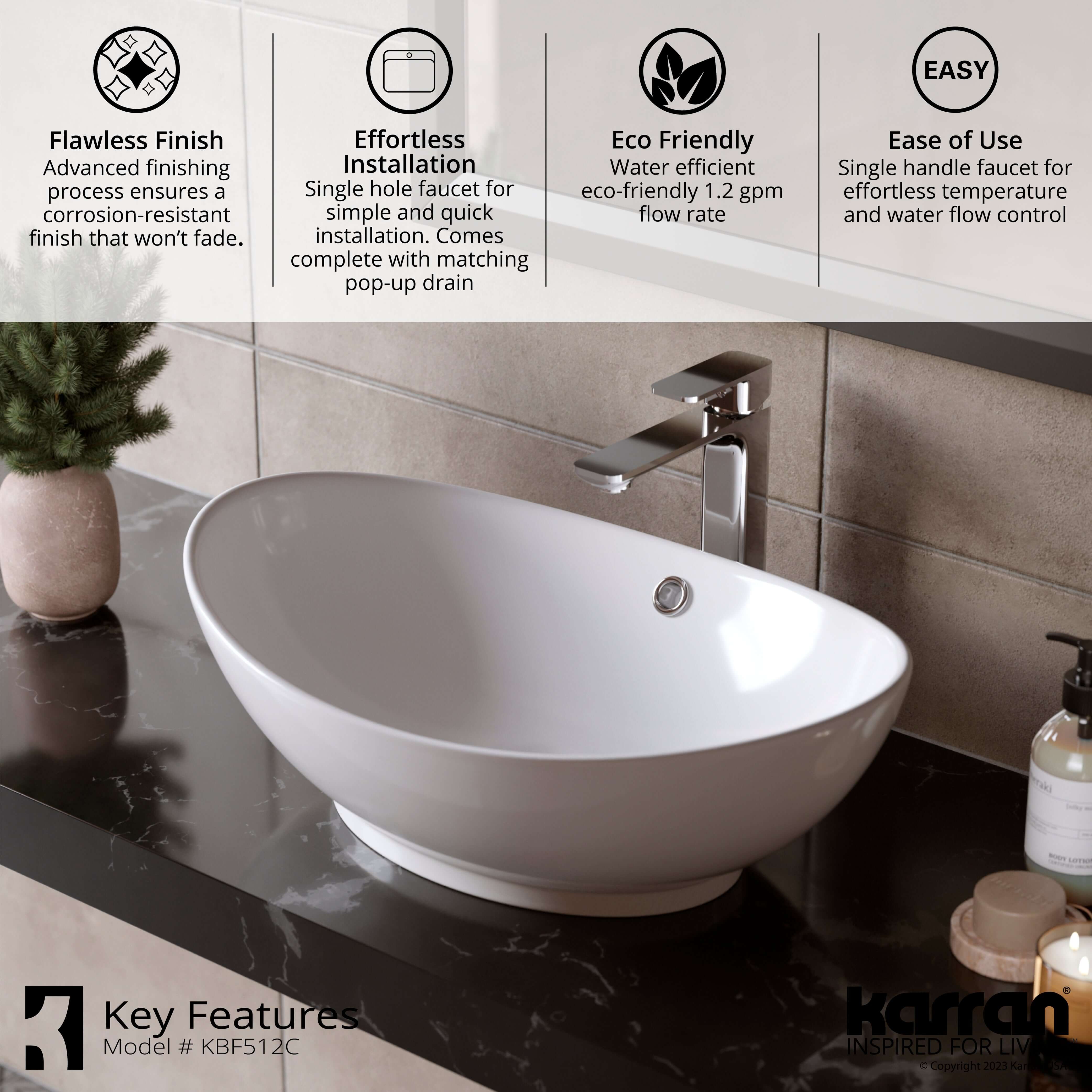 Alternate Image for Karran Venda 1.2 GPM Single Lever Handle Lead-free Brass ADA Bathroom Faucet, Vessel, Chrome, KBF512C