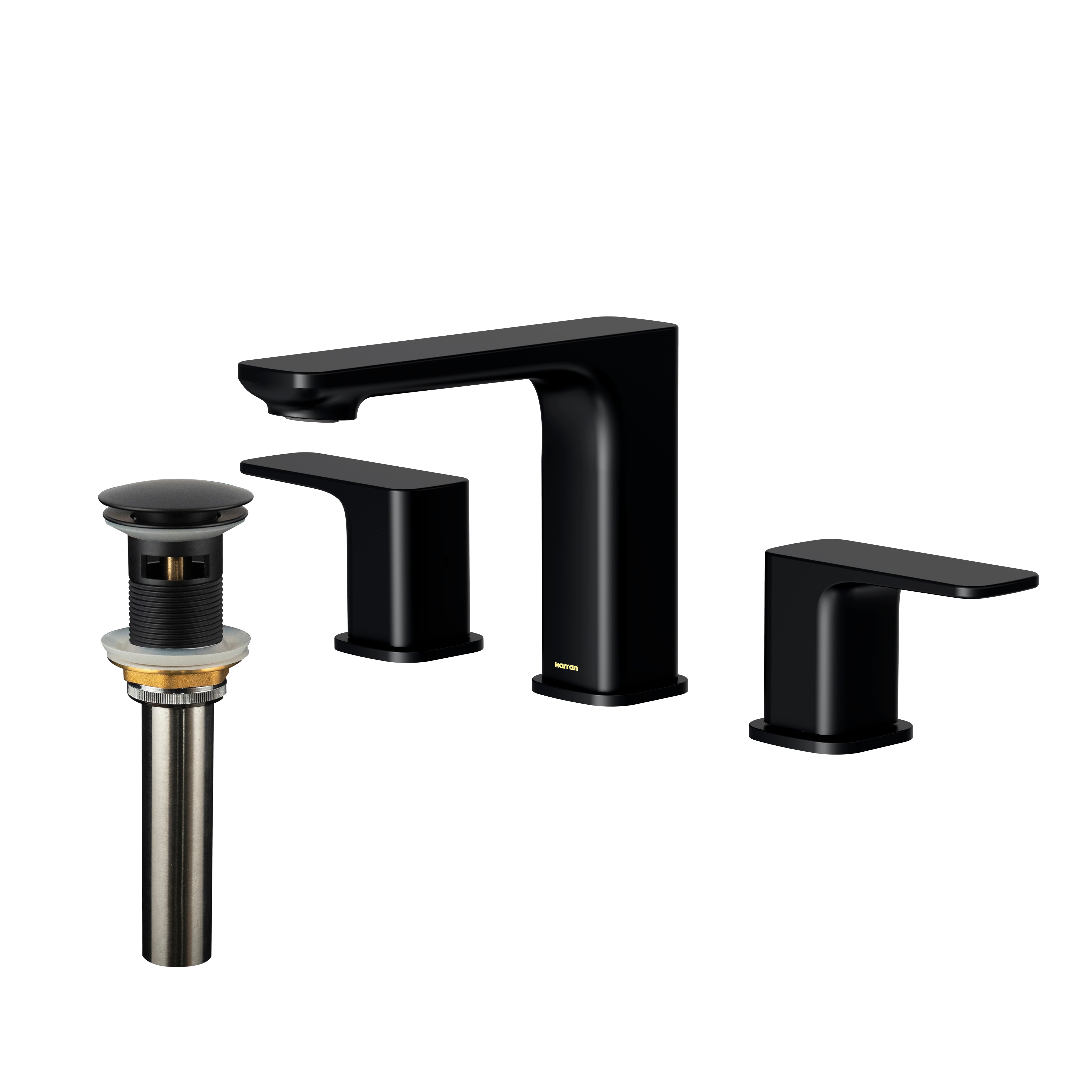 Karran Venda 1.2 GPM Double Lever Handle Lead-free Brass ADA Bathroom Faucet, Widespread, Matte Black, KBF514MB
