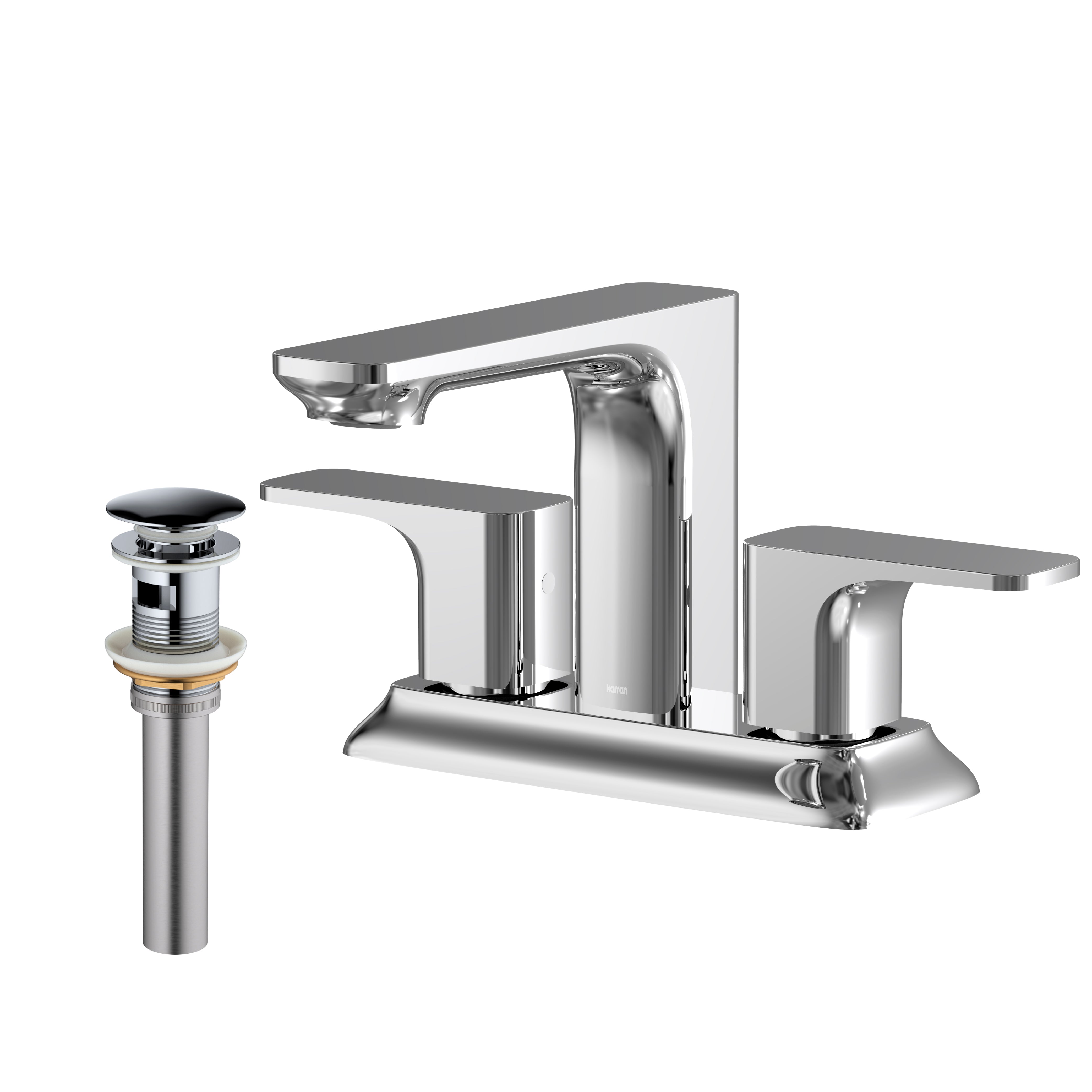 Karran Venda 1.2 GPM Double Lever Handle Lead-free Brass ADA Bathroom Faucet, Centerset, Chrome, KBF516C